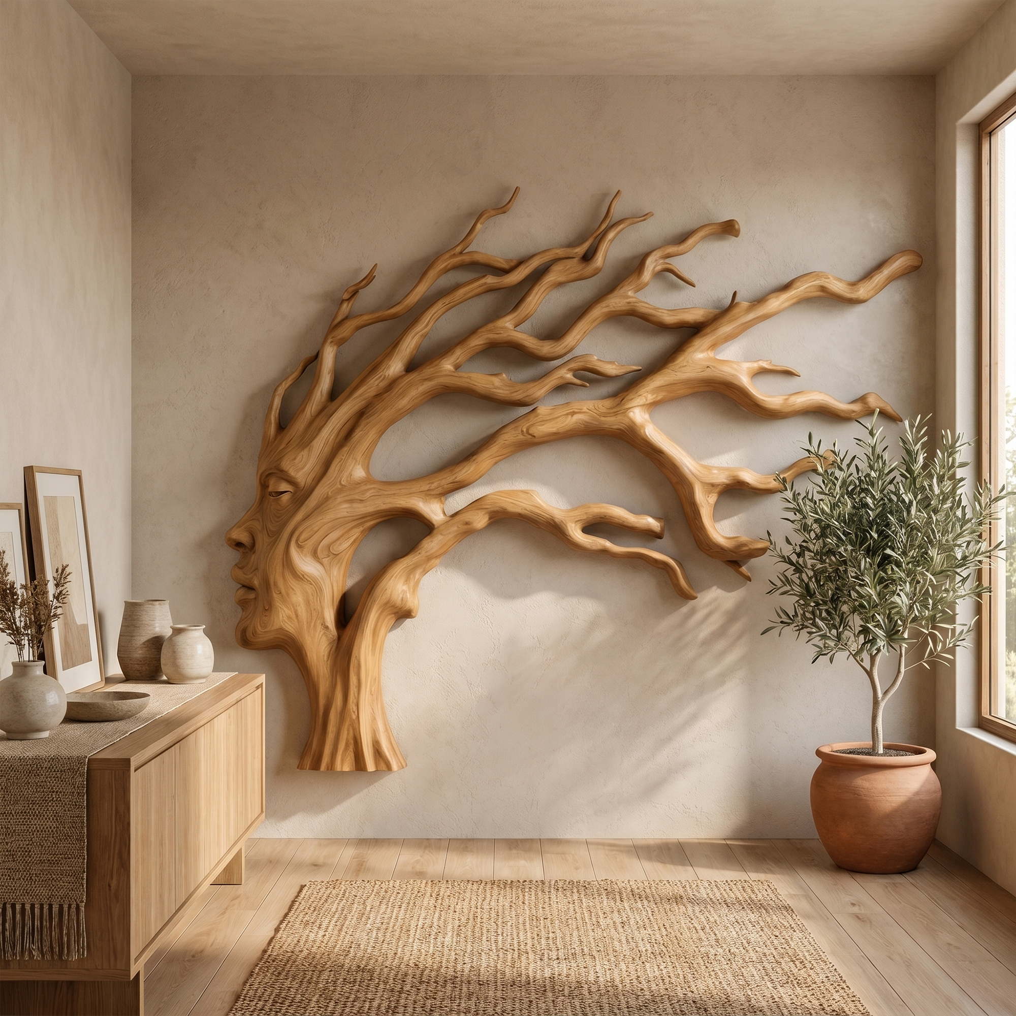 Organic Tree Wall Art With Sculptural Branch Design For Living Room And Entryway