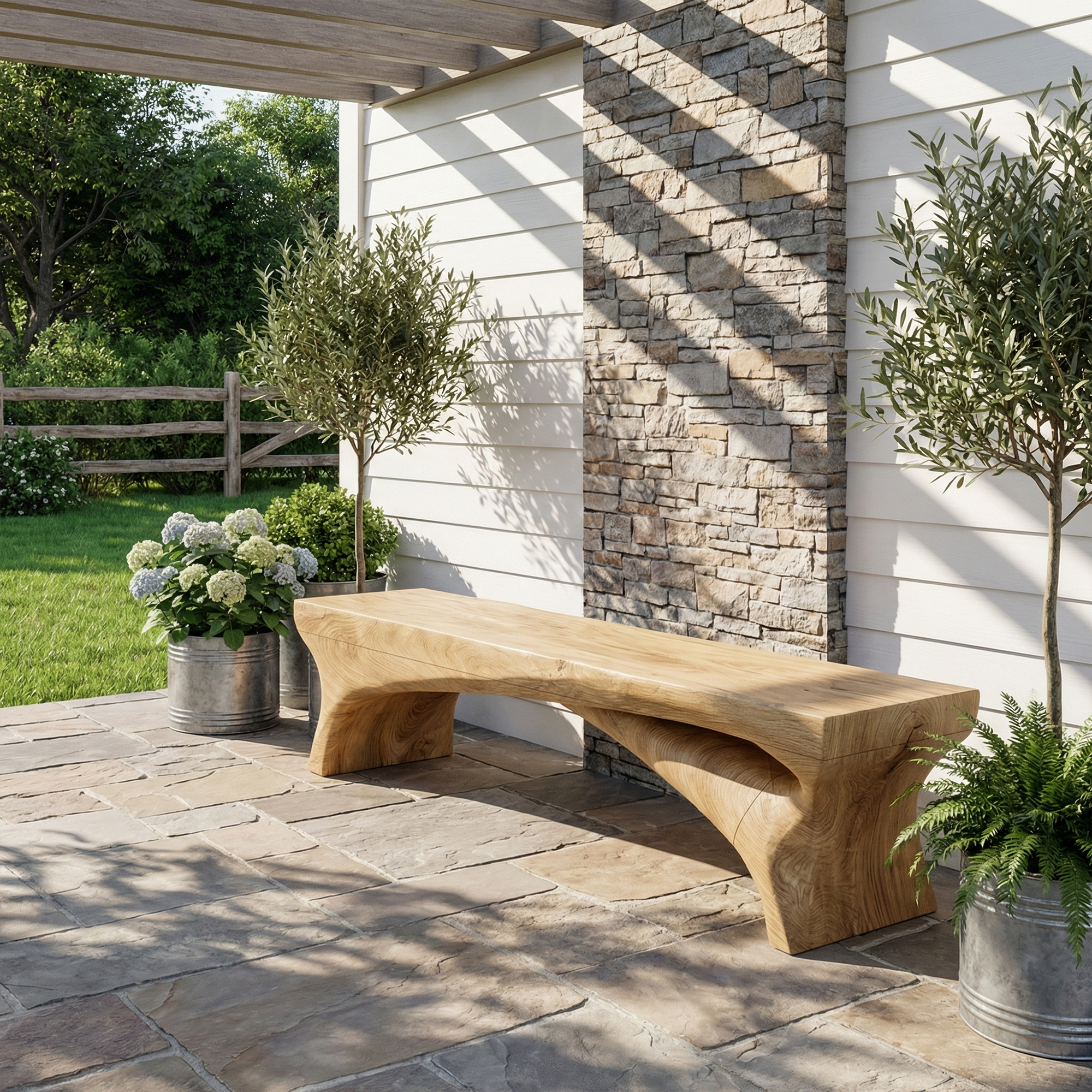 Minimal Rustic Bench Solid Wood Live Edge Structure Entryway Or Hallway