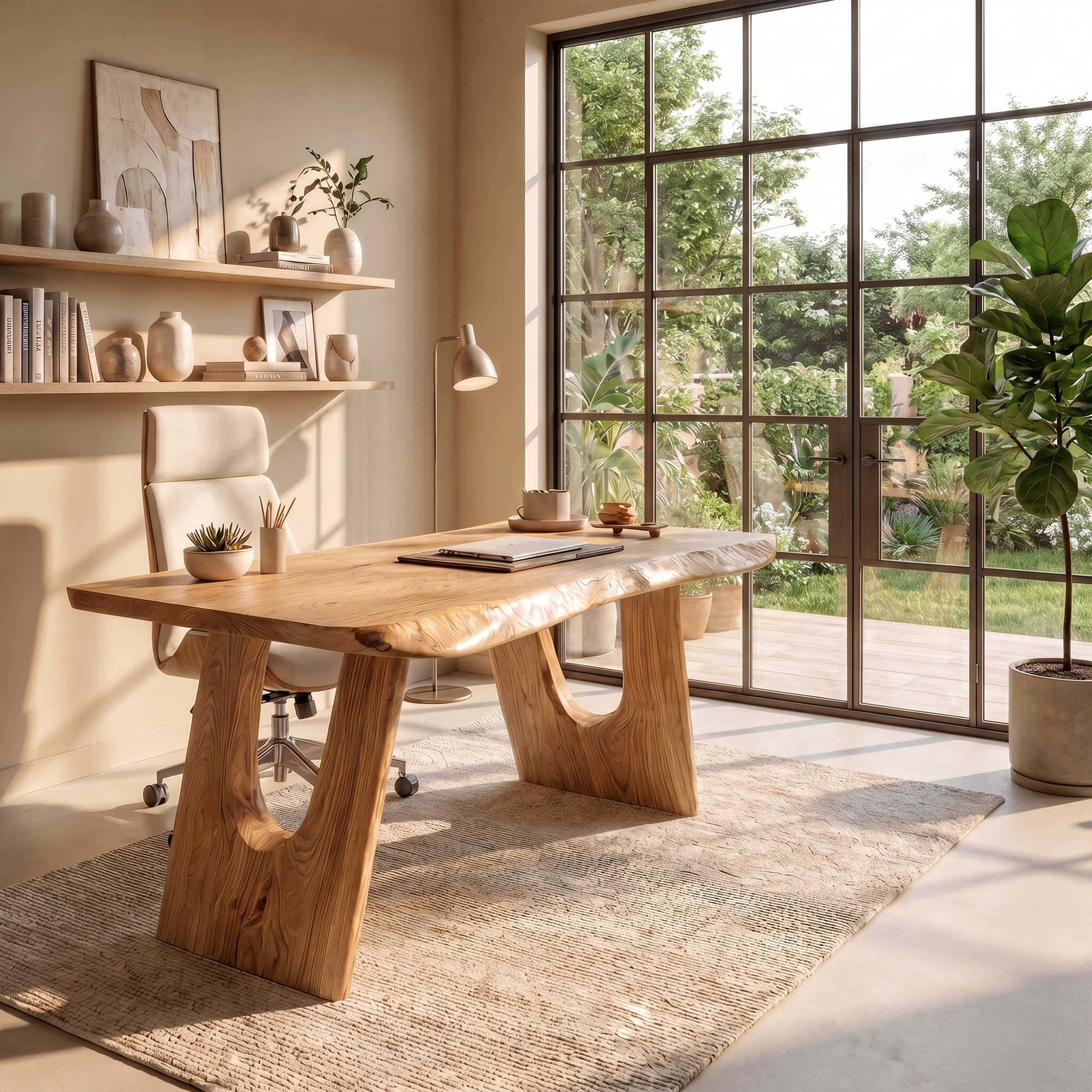 Rustic Wooden Desk For Home Office And Study Room Workspace