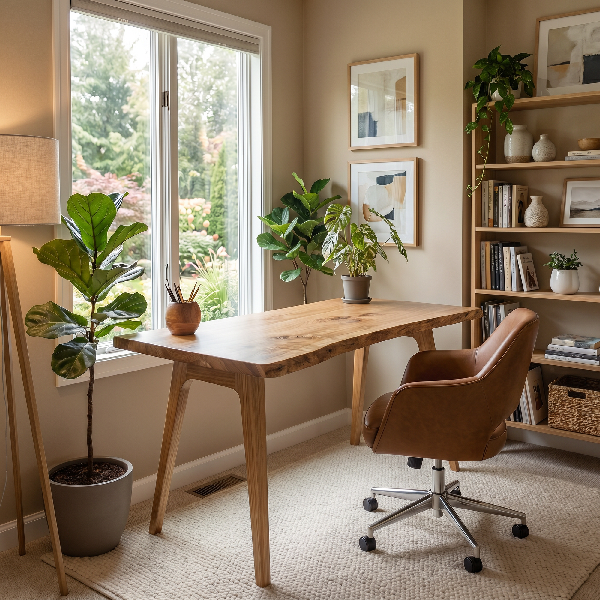 Rustic Solid Wood Desk For Home Office And Study Room