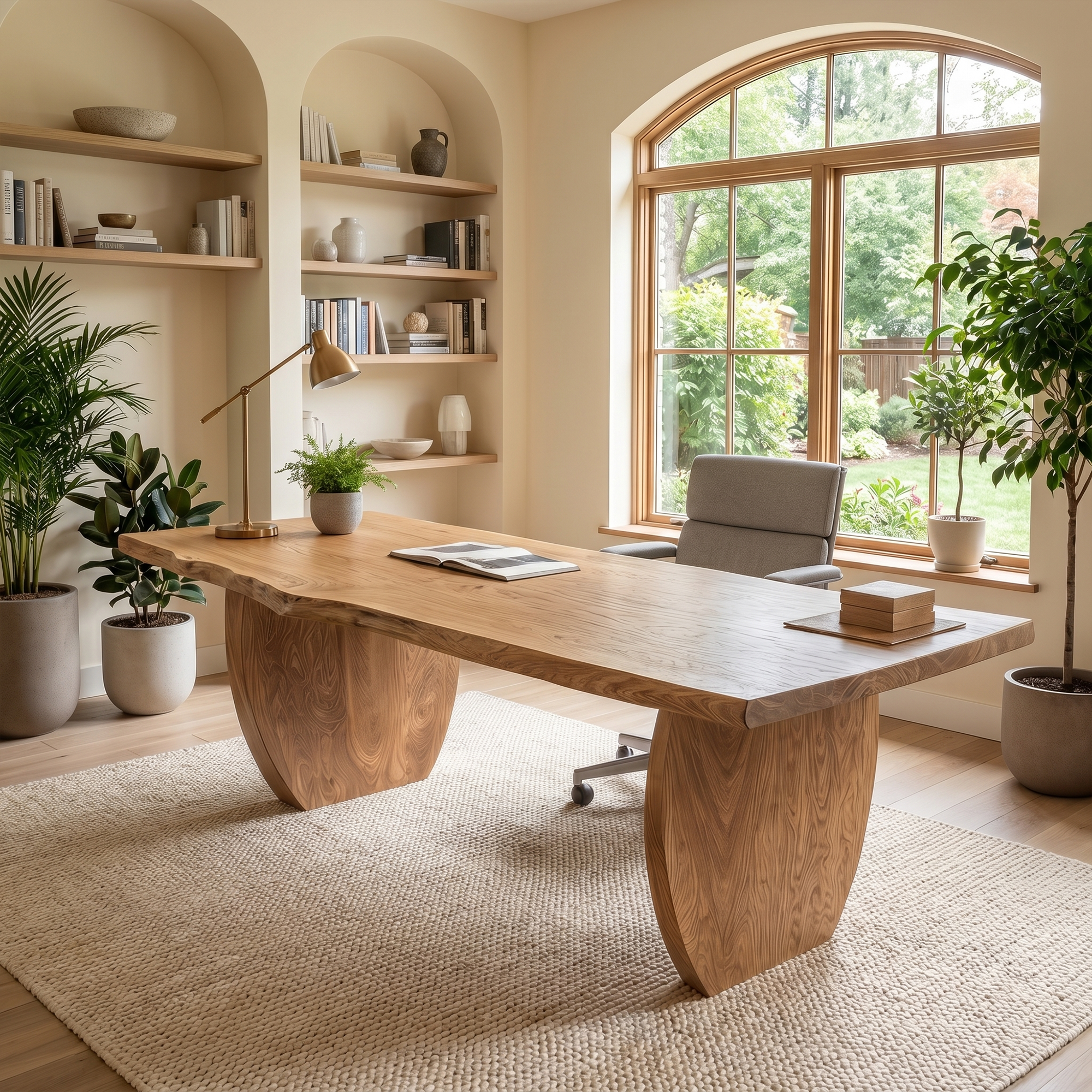 Organic Wooden Executive Desk For Home Office And Study Room