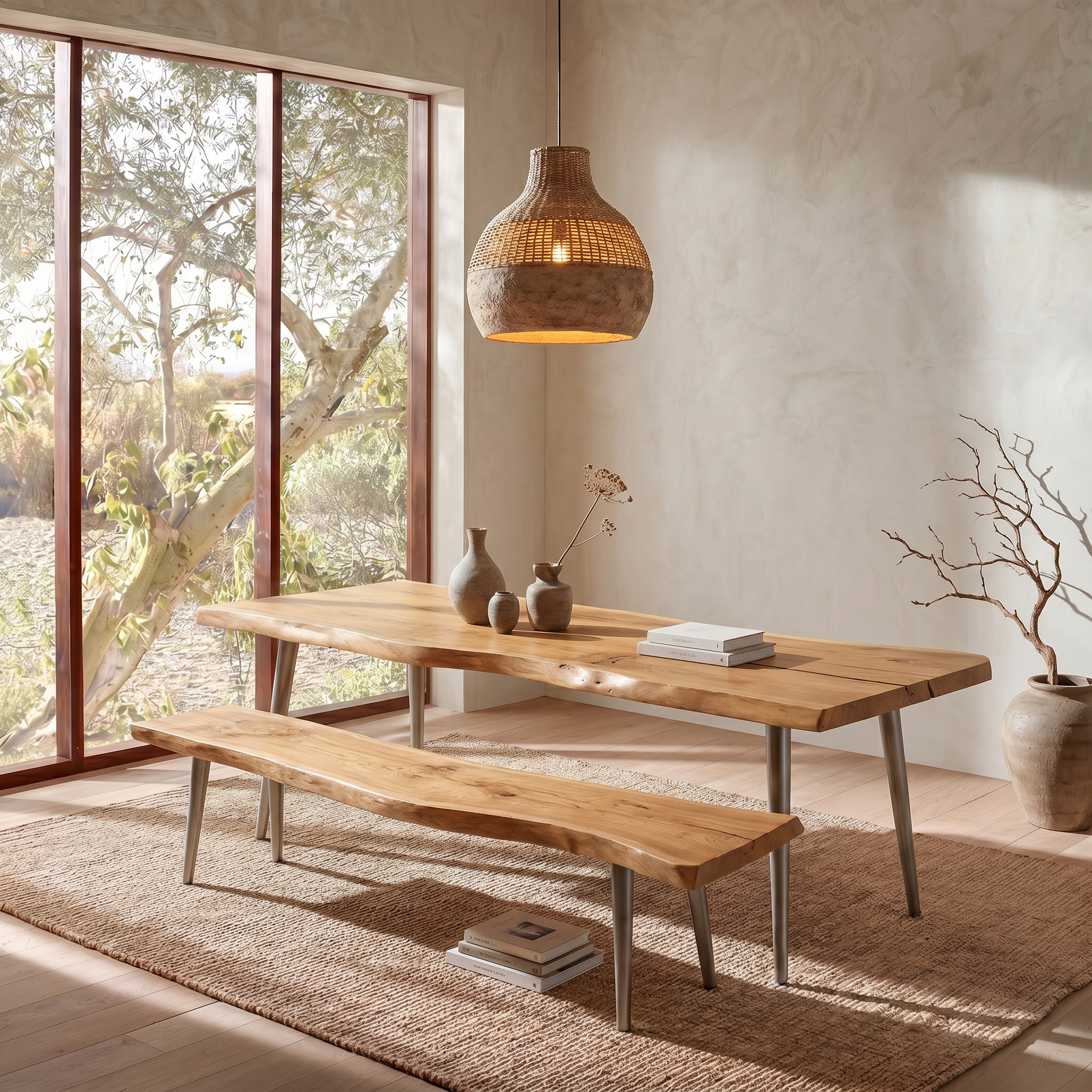 Rustic Dining Table With Trestle Wood Base For Dining Room