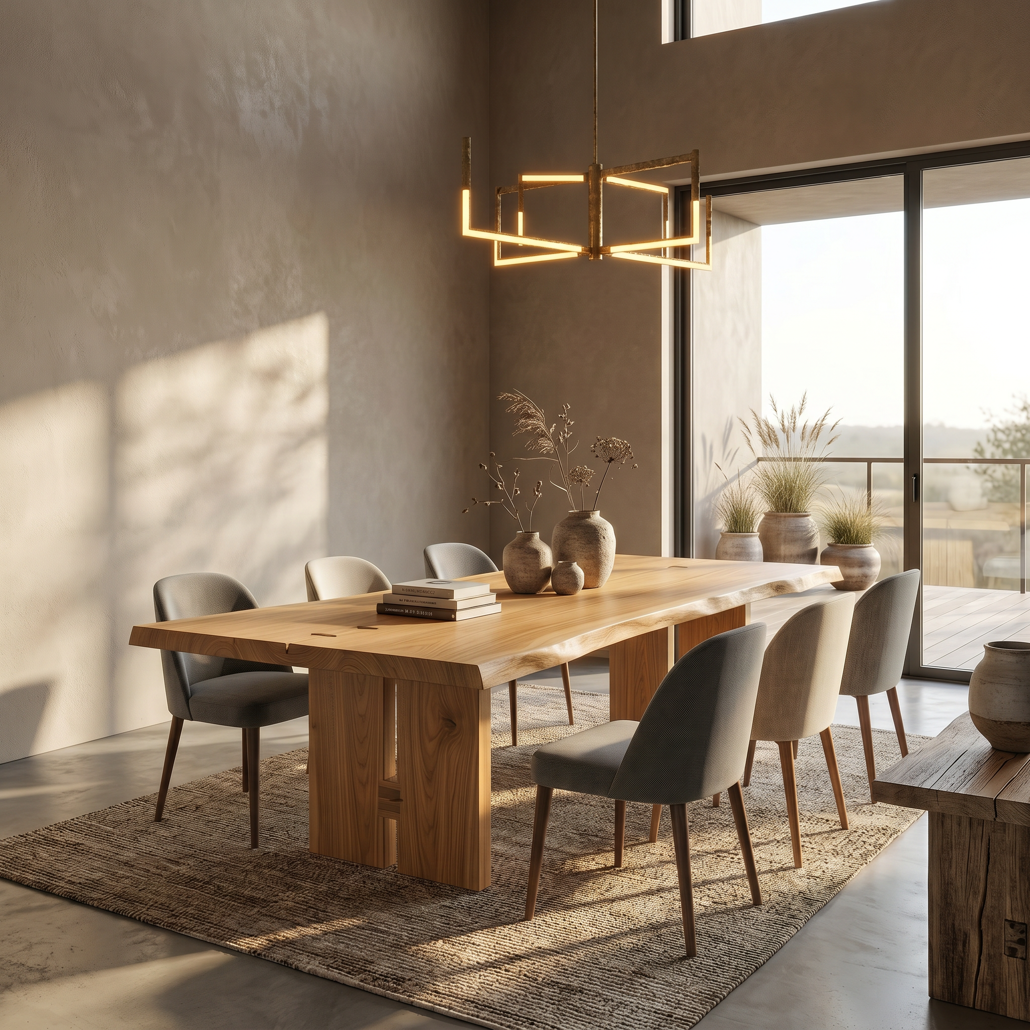 Sculptural Dining Table With Chunky Pedestal Base For Dining Room