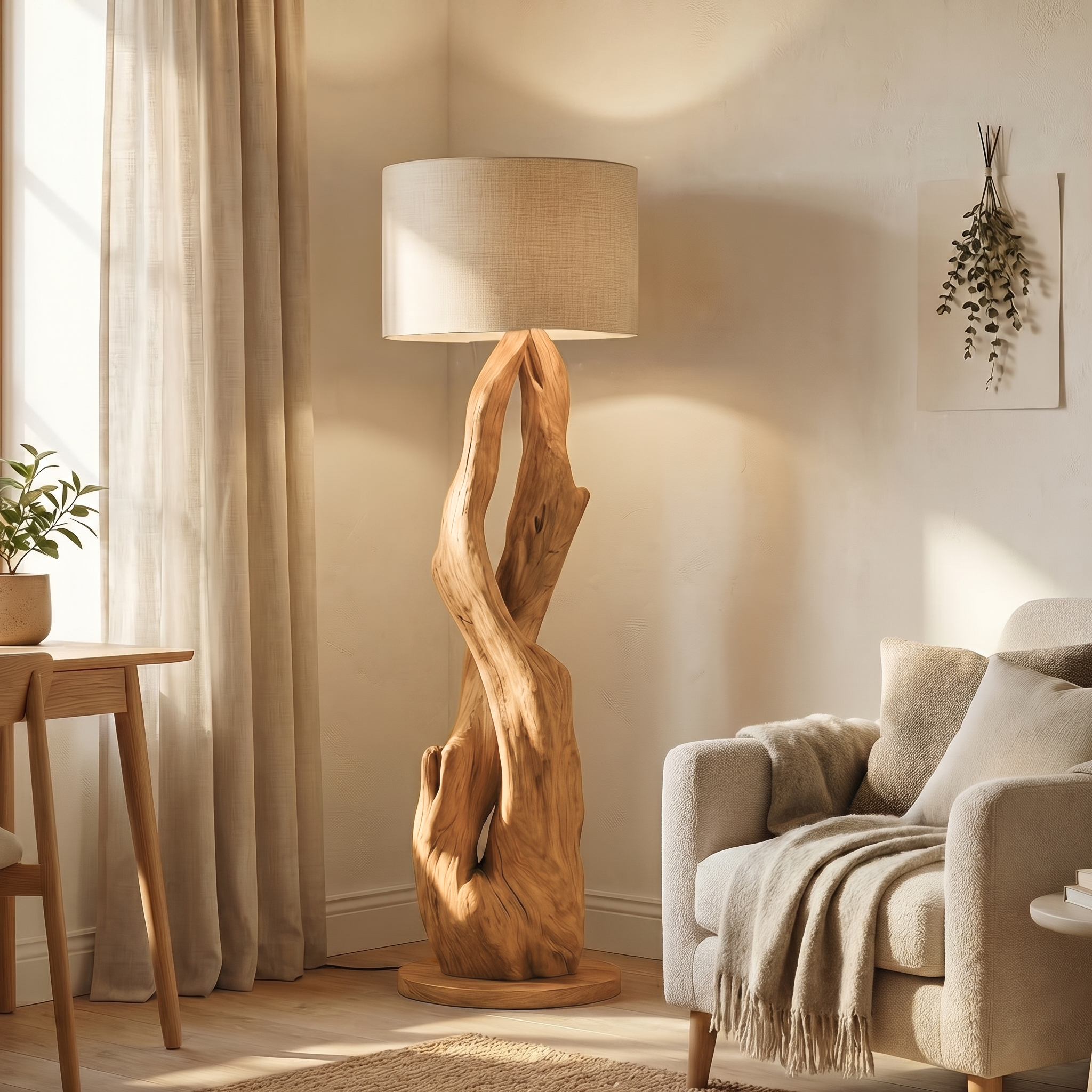 Luxury Organic Modern Sculptural Floor Lamp For Bedroom And Corner