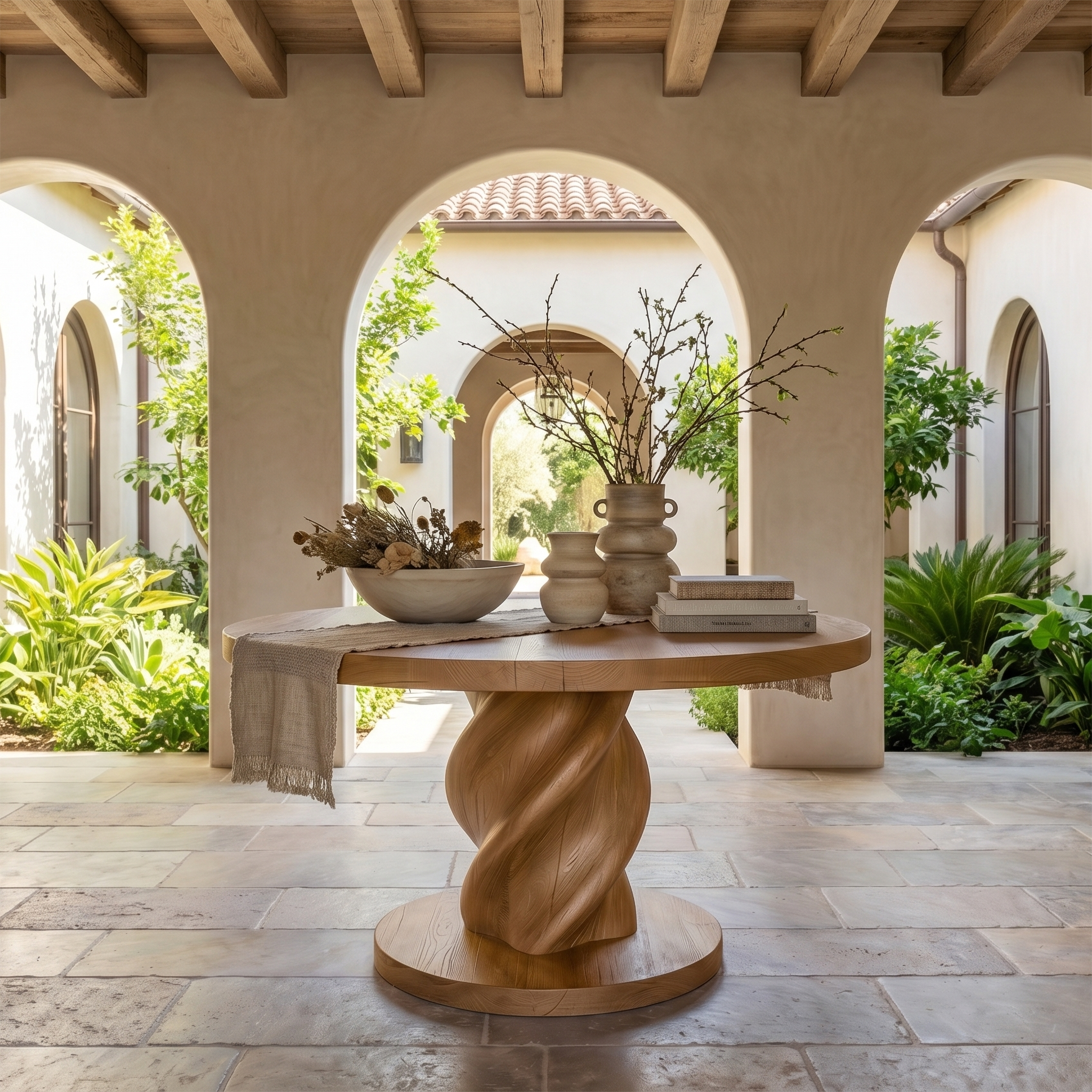 Modern Luxury Statement Round Entry Table For Entryway And Lobby