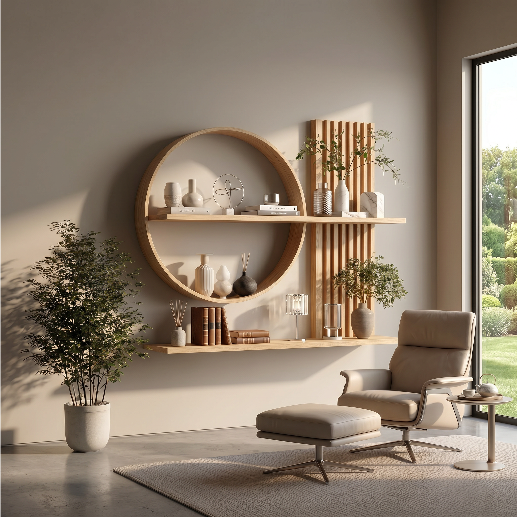 Scandinavian Japanese Wall Decor Shelf Living Room And Natural Room