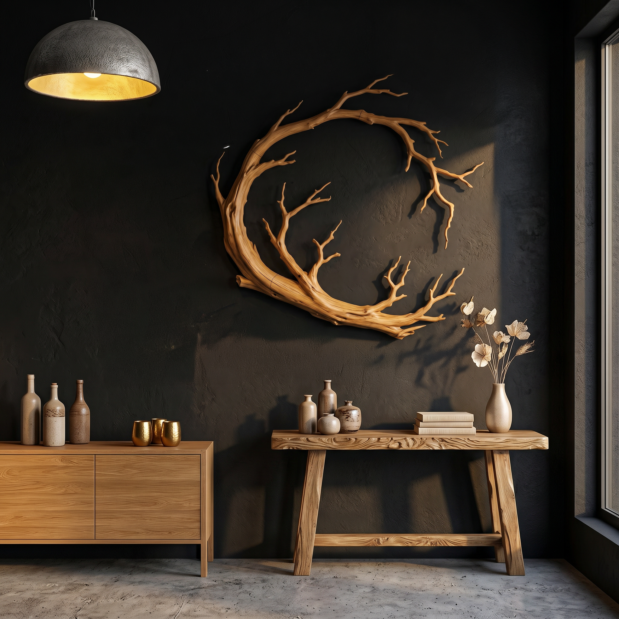 Nature Inspired Wall Decor Organic Branch Ring For Living Room