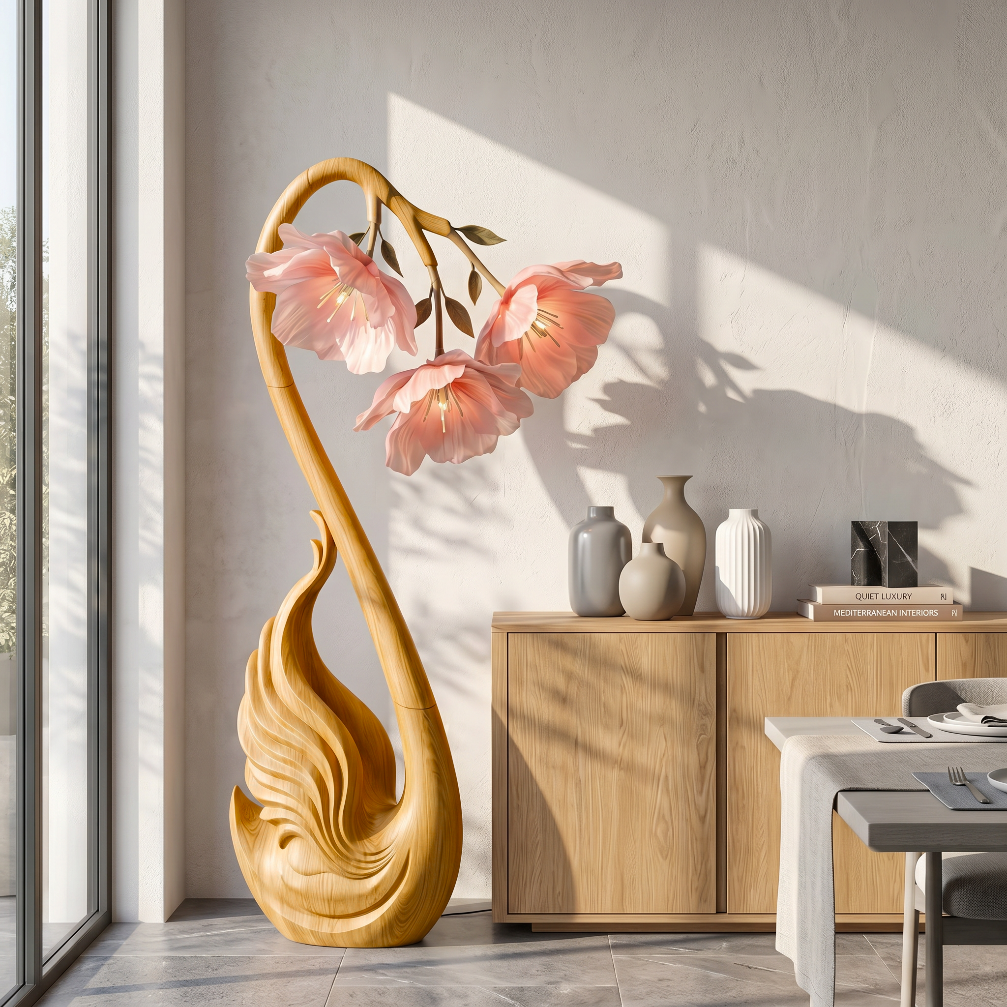 Modern Floor Lamp Sculptural Flower Design For Living Room