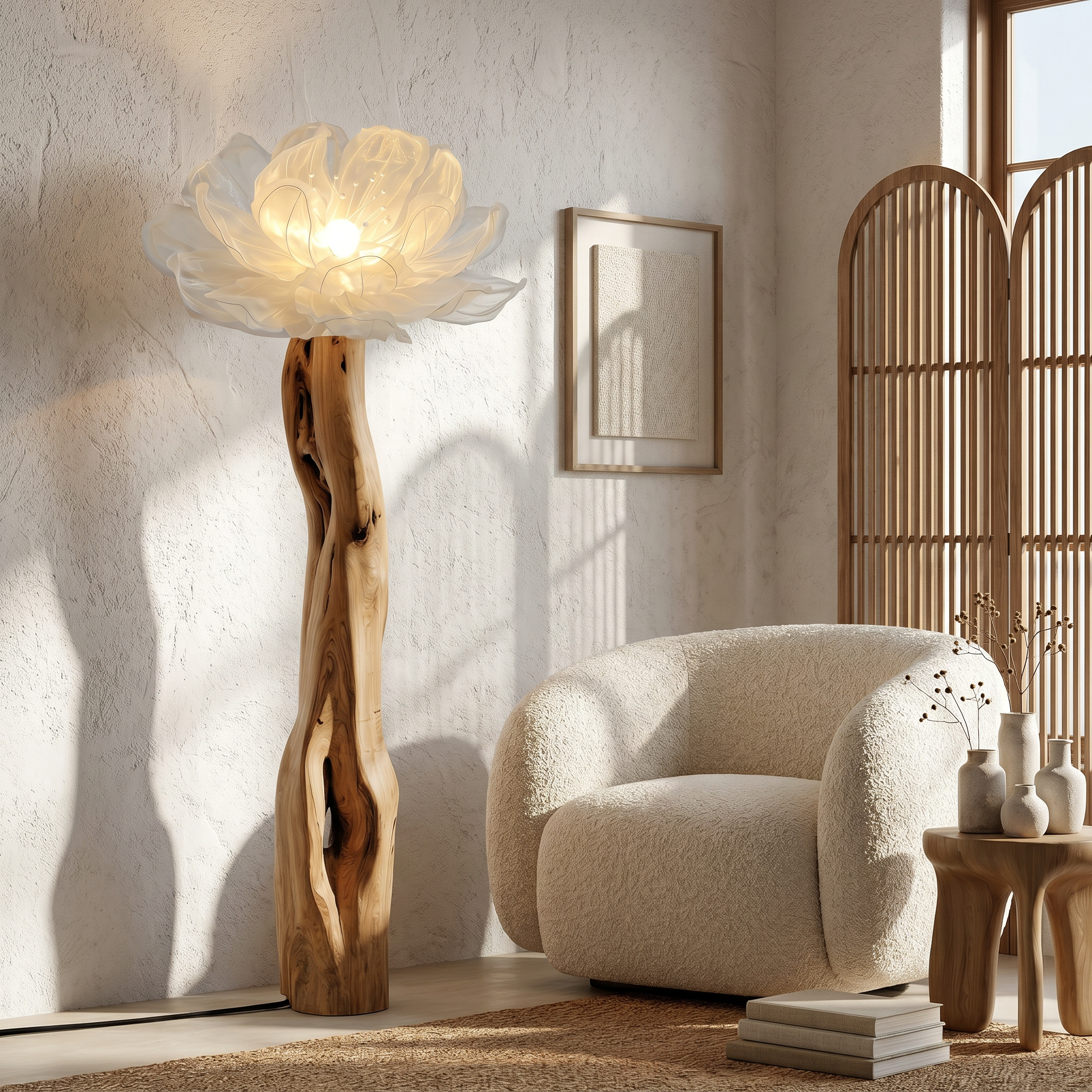 Artistic Floor Lamp Sculptural Flower Arrangement For Living Room