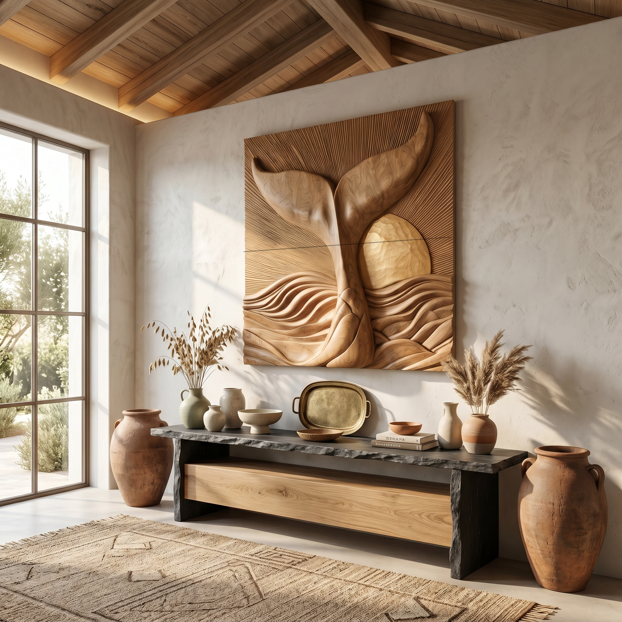Abstract Botanical Wall Art Panel For Living Room And Entryway