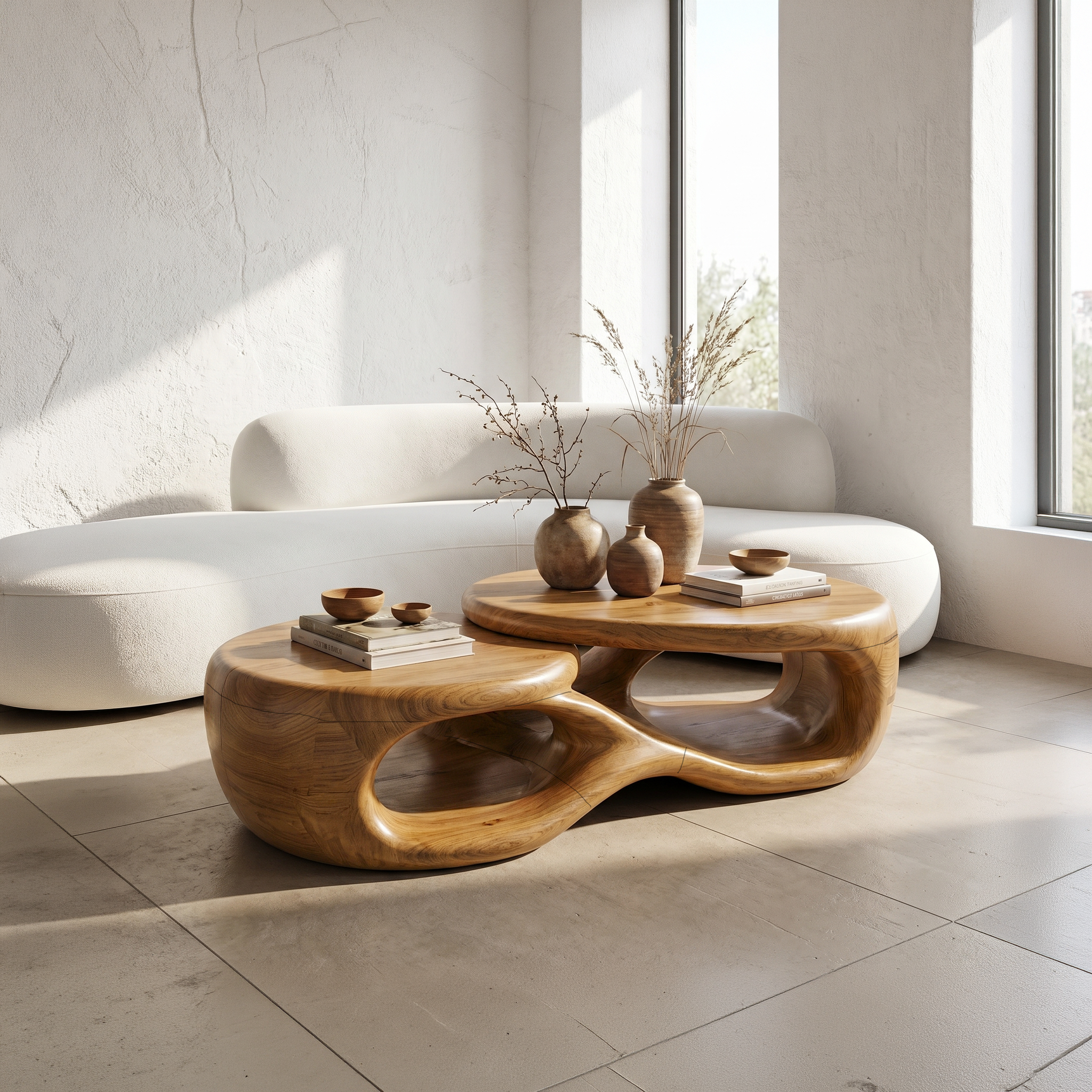 Organic Coffee Table With Sculptural Open Form Design For Living Room