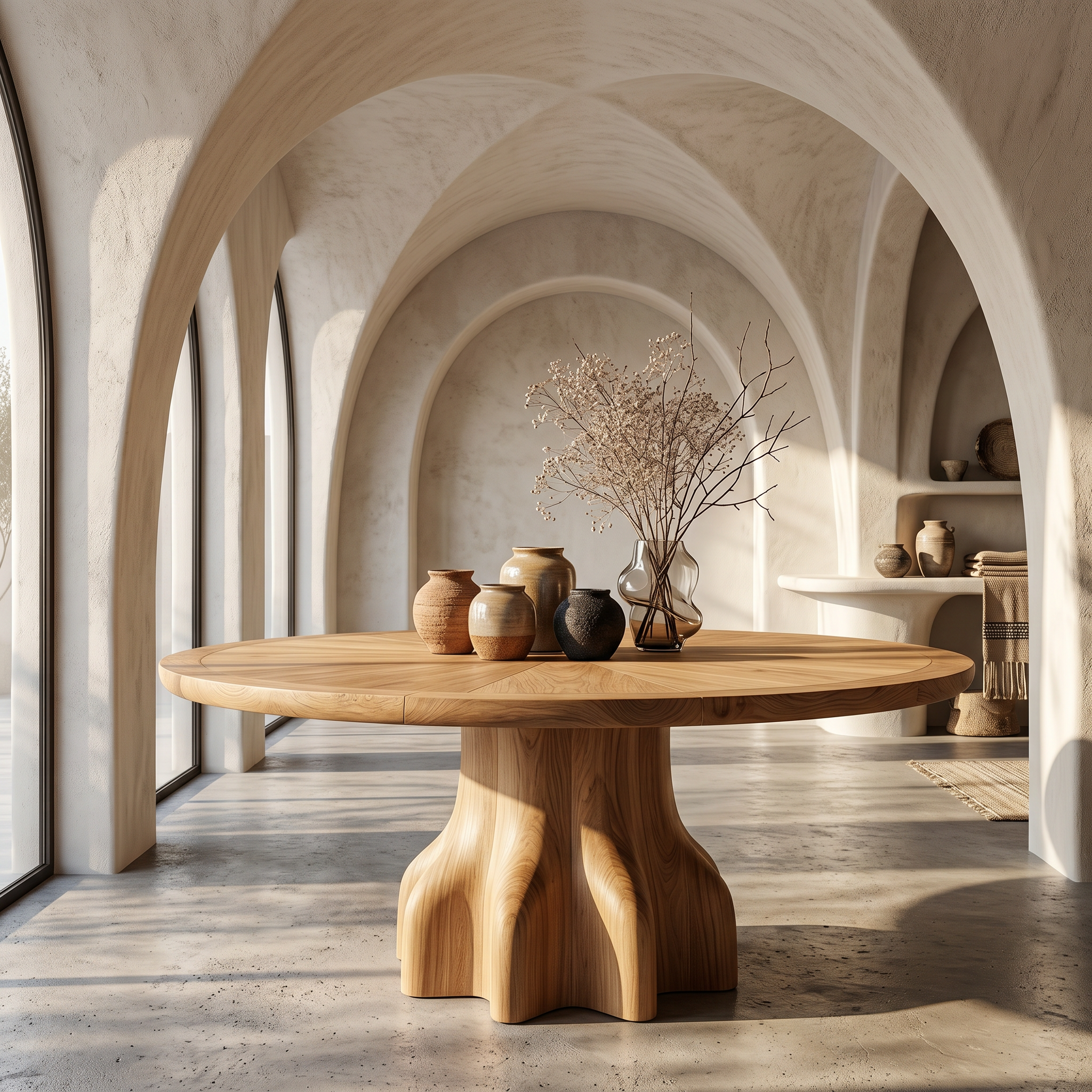 Rustic Foyer Table With Handcrafted Solid Wood Pedestal Base For Entryway And Hallway