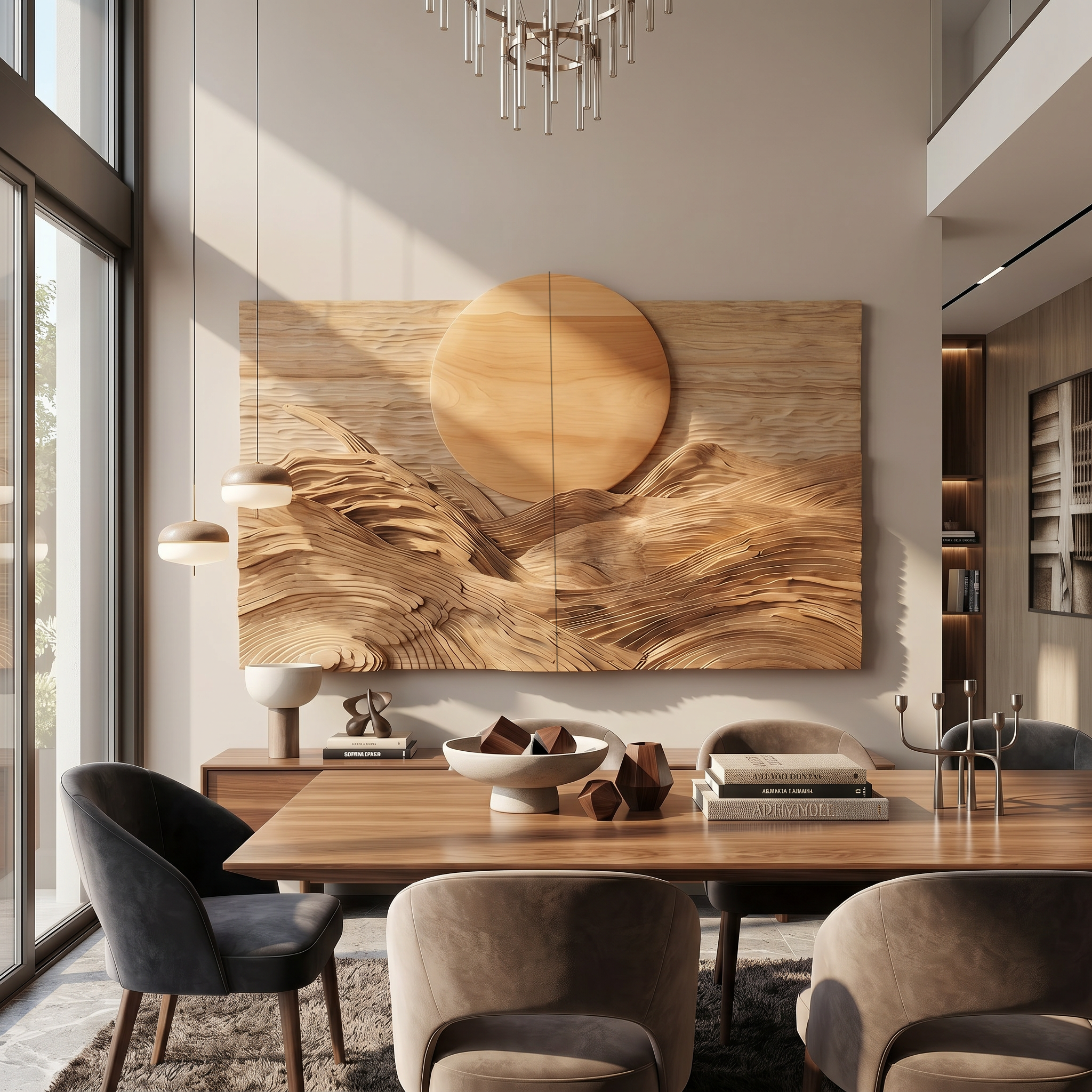 Rustic Mountain Sunrise Wooden Wall Art For Living Room And Bedroom