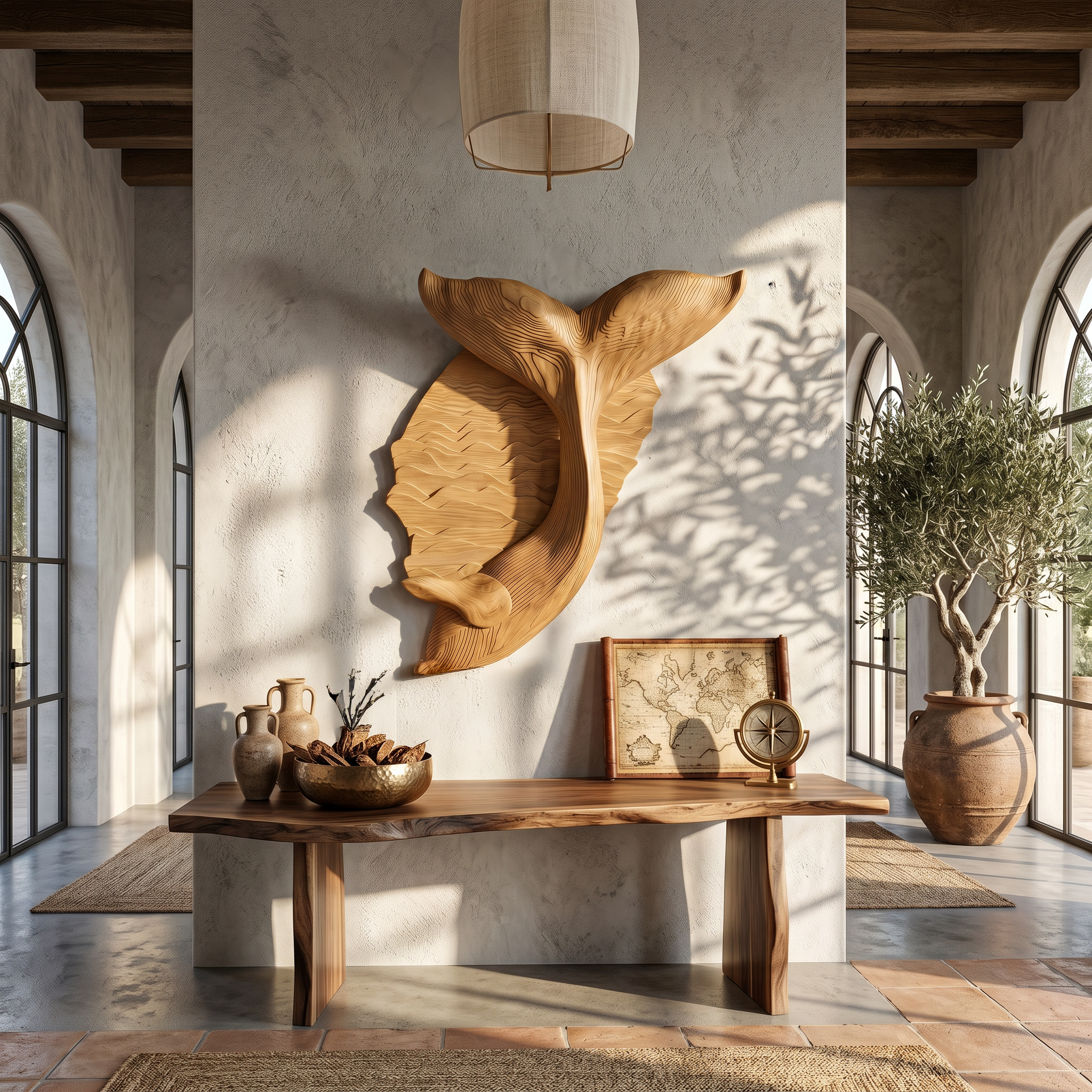 Organic Whale Tail Wooden Wall Art For Bedroom And Living Room