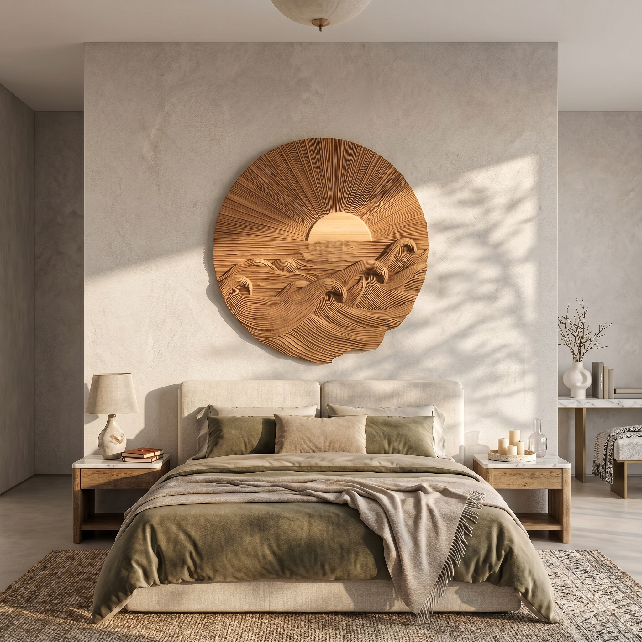 Organic Sunrise Wooden Wall Art For Living Room And Entryway