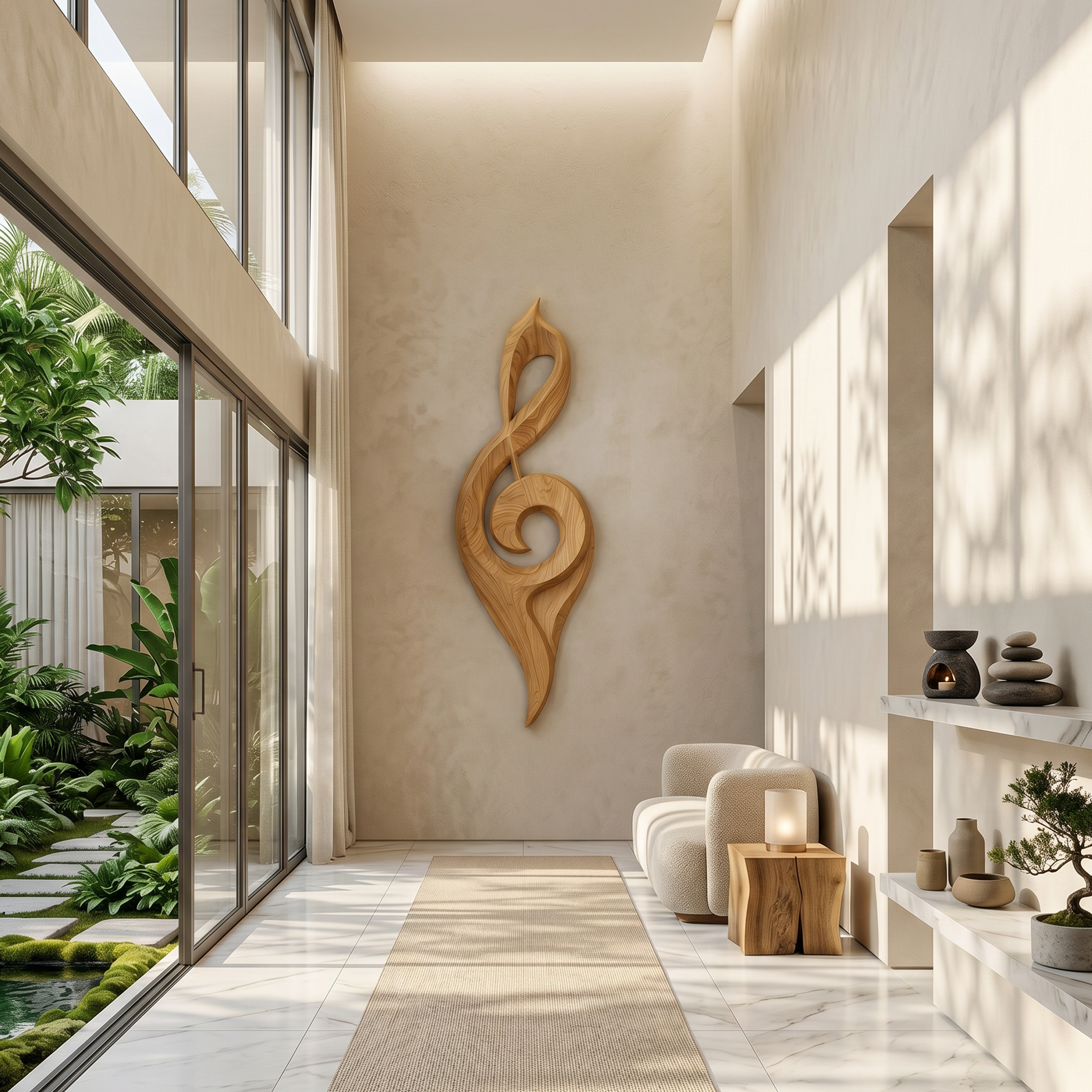 Contemporary Treble Clef Wall Sculpture With Organic Curves For Living Room