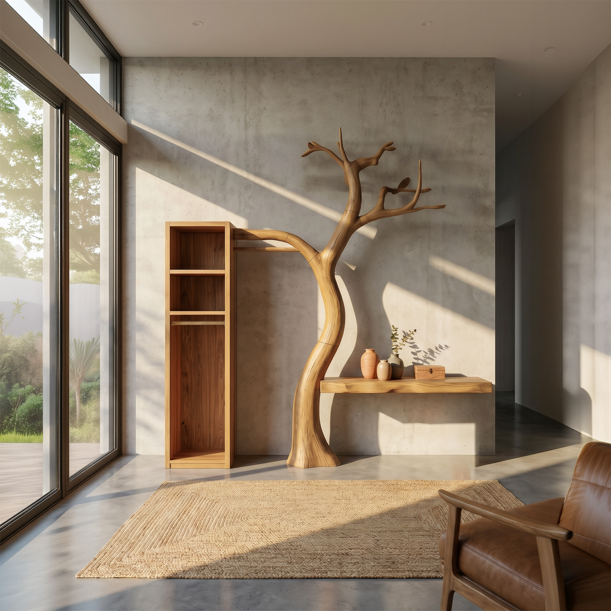 Natural Wardrobe Tree Coat Rack Bedroom And Walk In Closet
