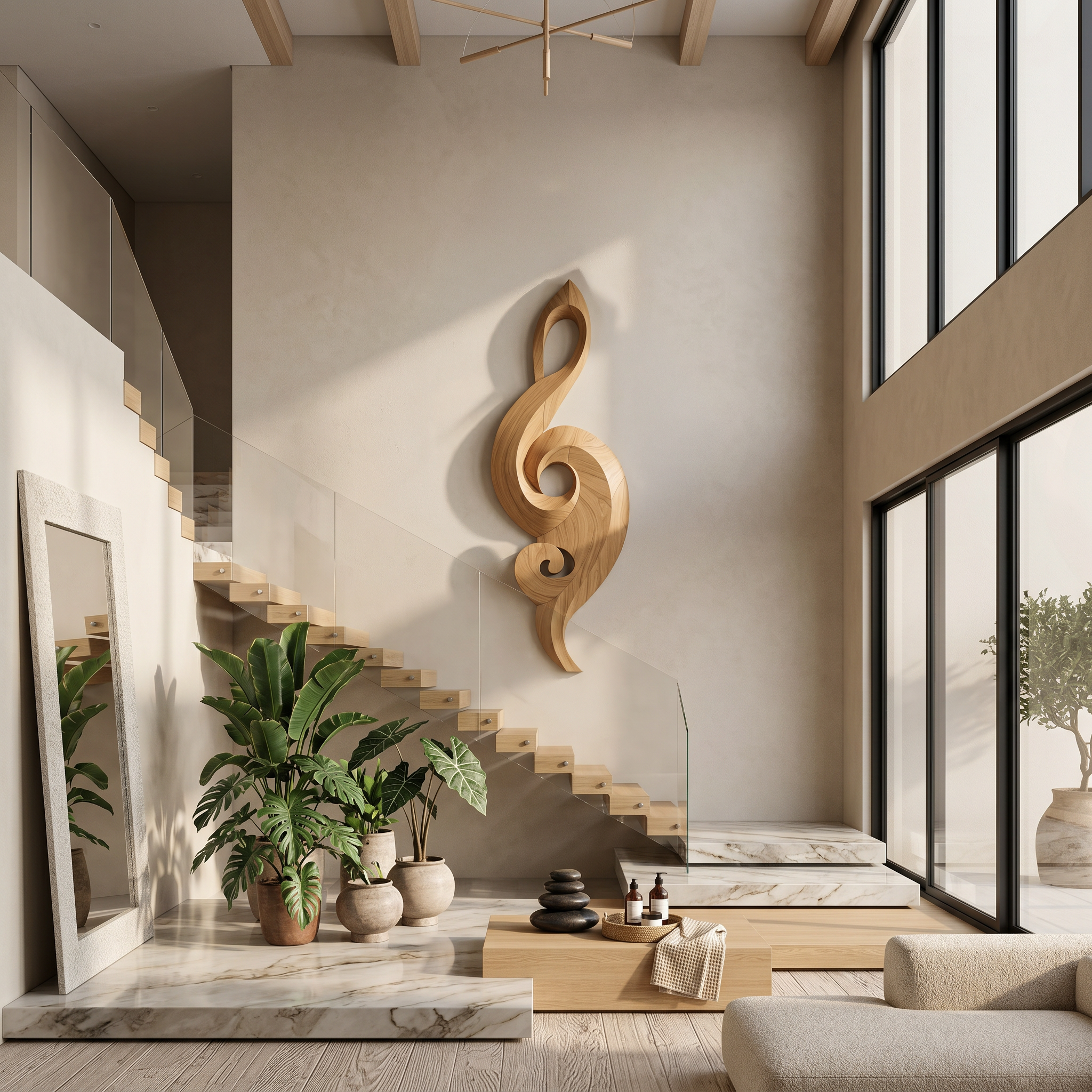 Minimalist Music Note Wooden Wall Art For Living Room