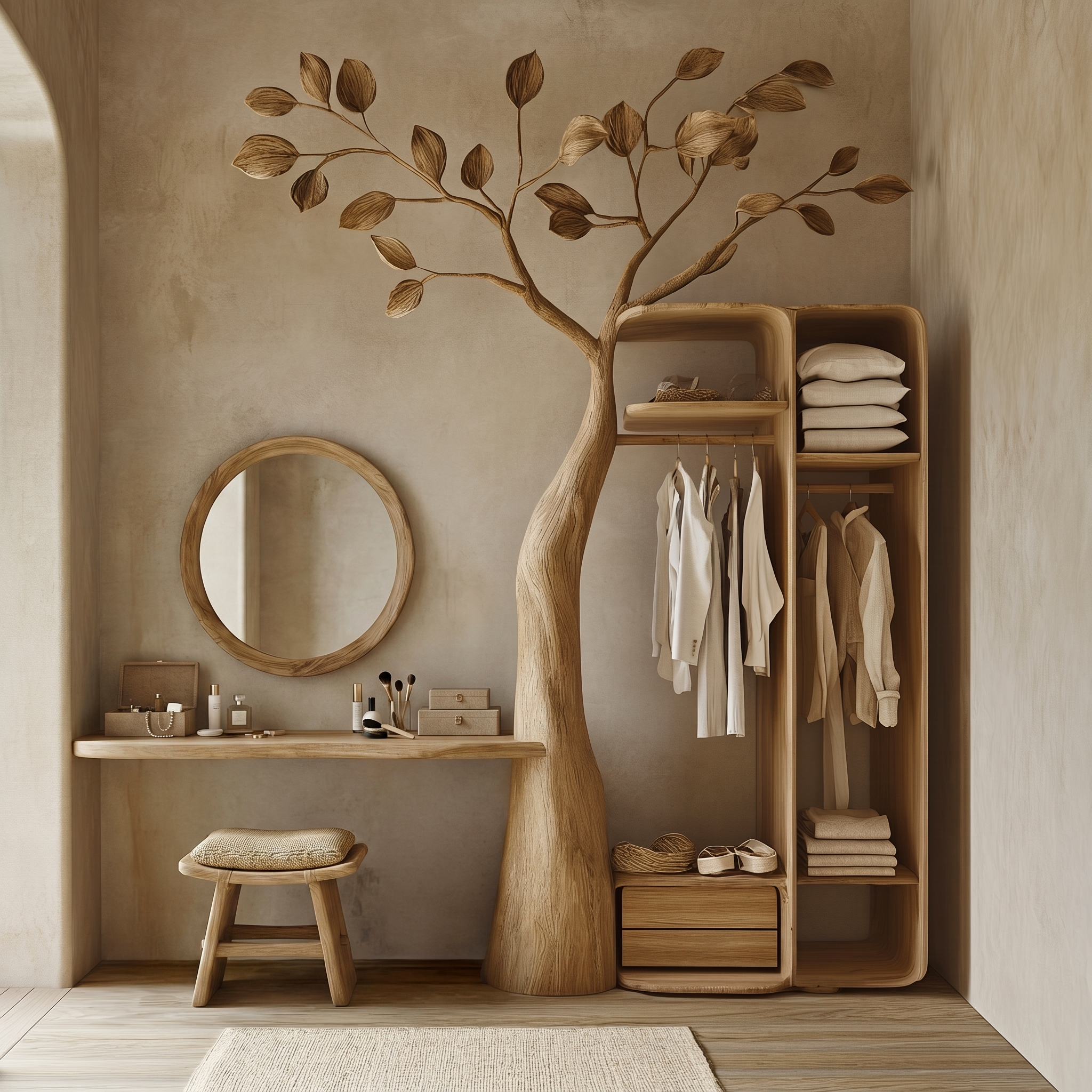 Rustic Tree Coat Rack Wall Mount Vanity Bedroom And Dressing Room