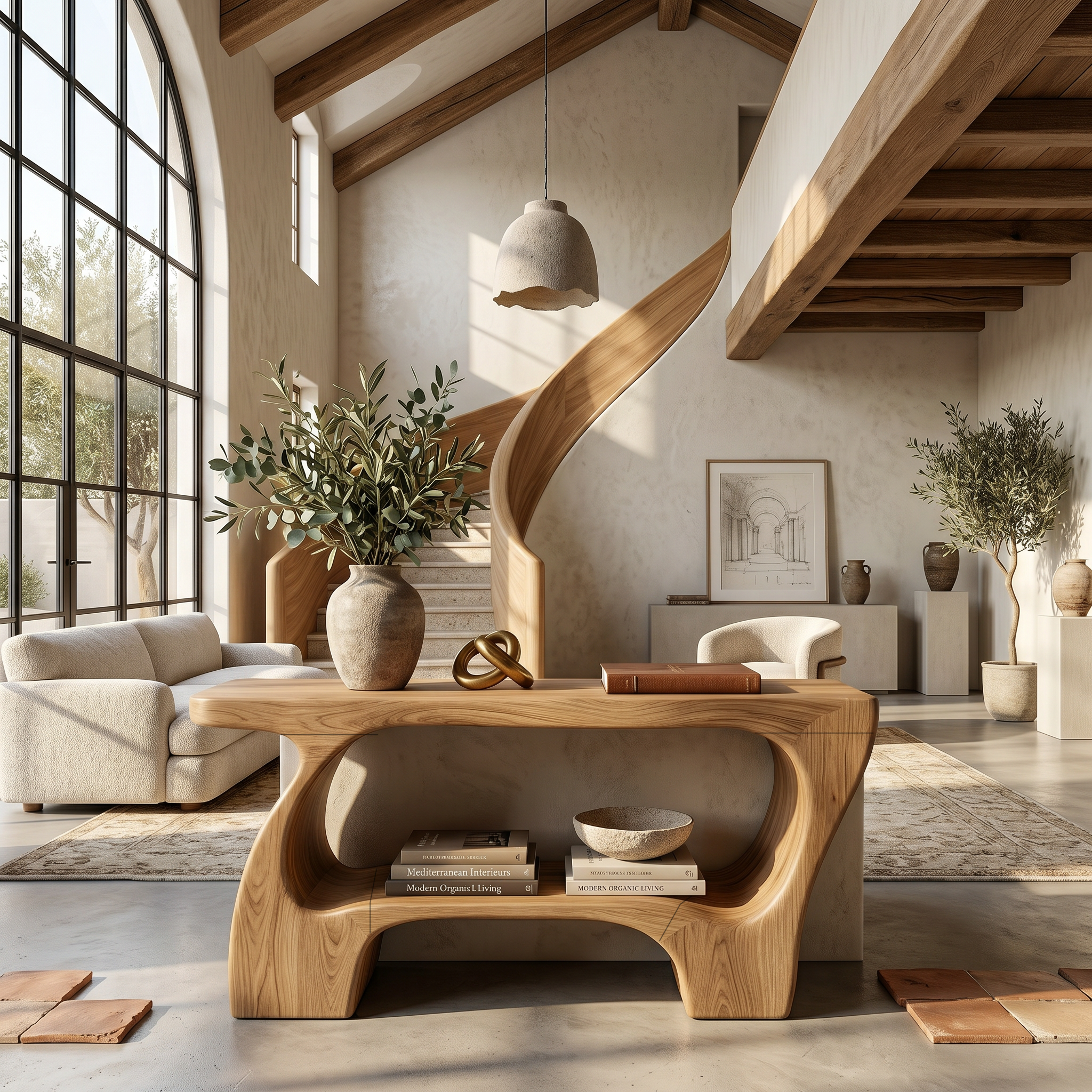 Contemporary Console Table With Artistic Open Structure For Living Room