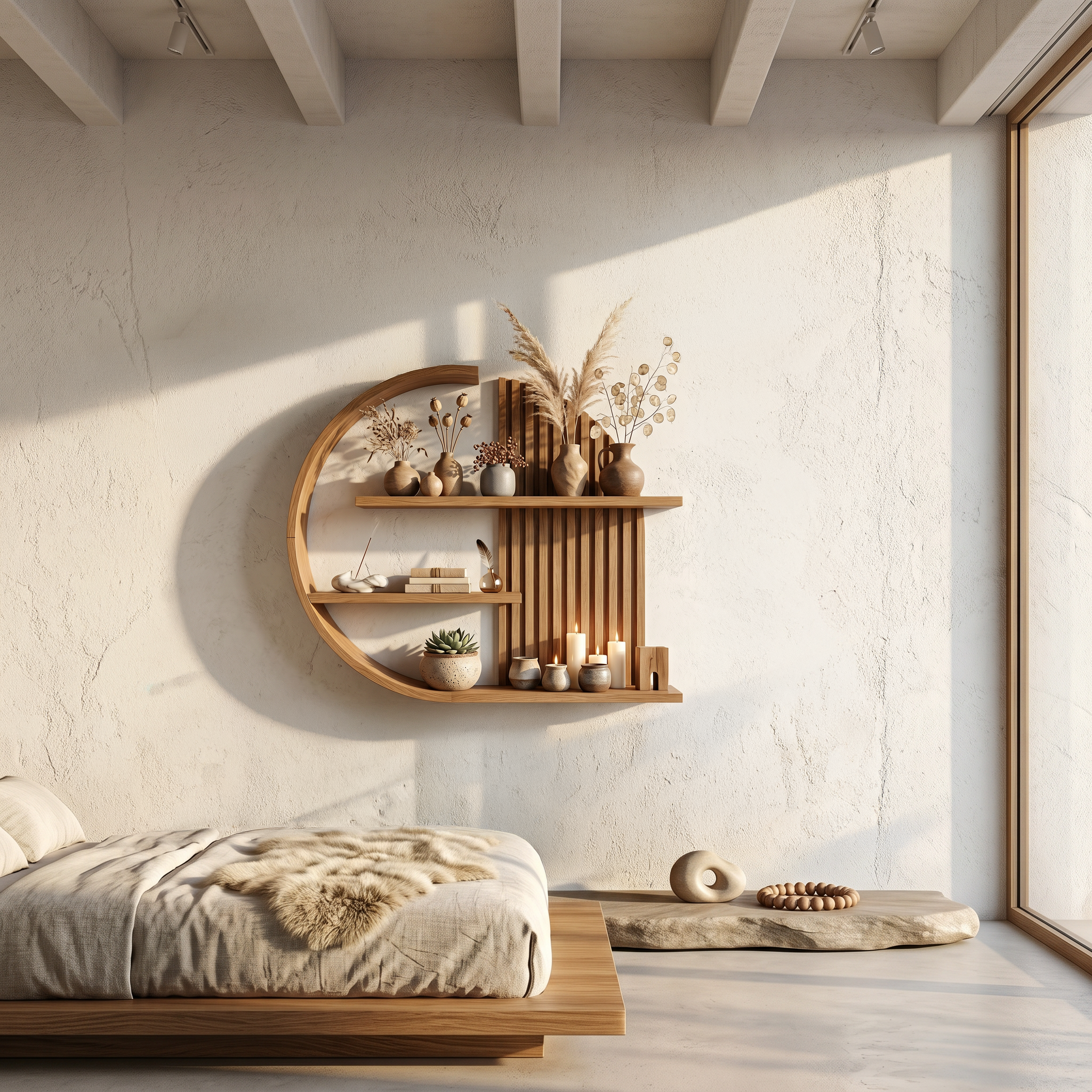 Japandi Minimal Wall Shelf Living Room And Calm Space