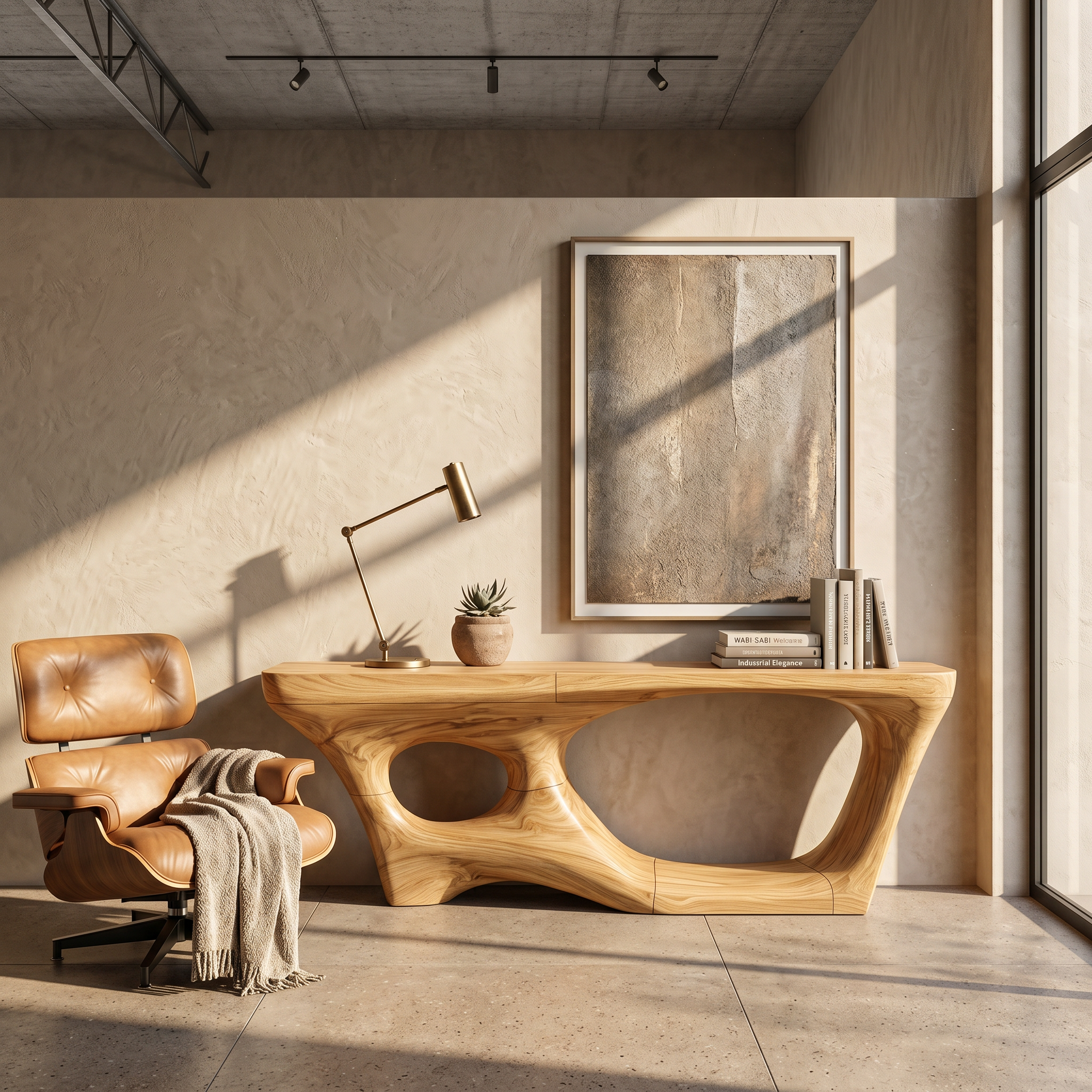 Contemporary Console Table With Sculptural Curved Design For Hallway
