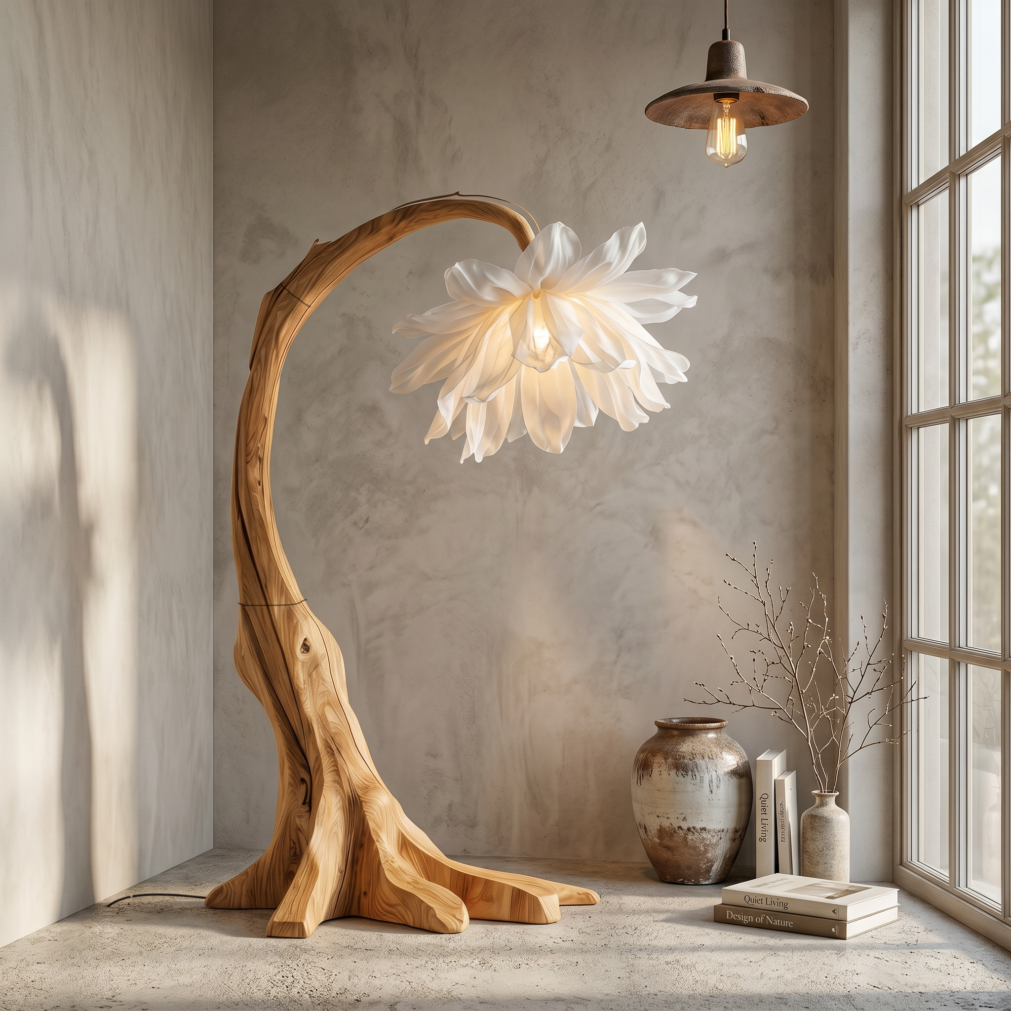 Contemporary Floor Lamp With Sculptural Floral Design For Living Room And Bedroom