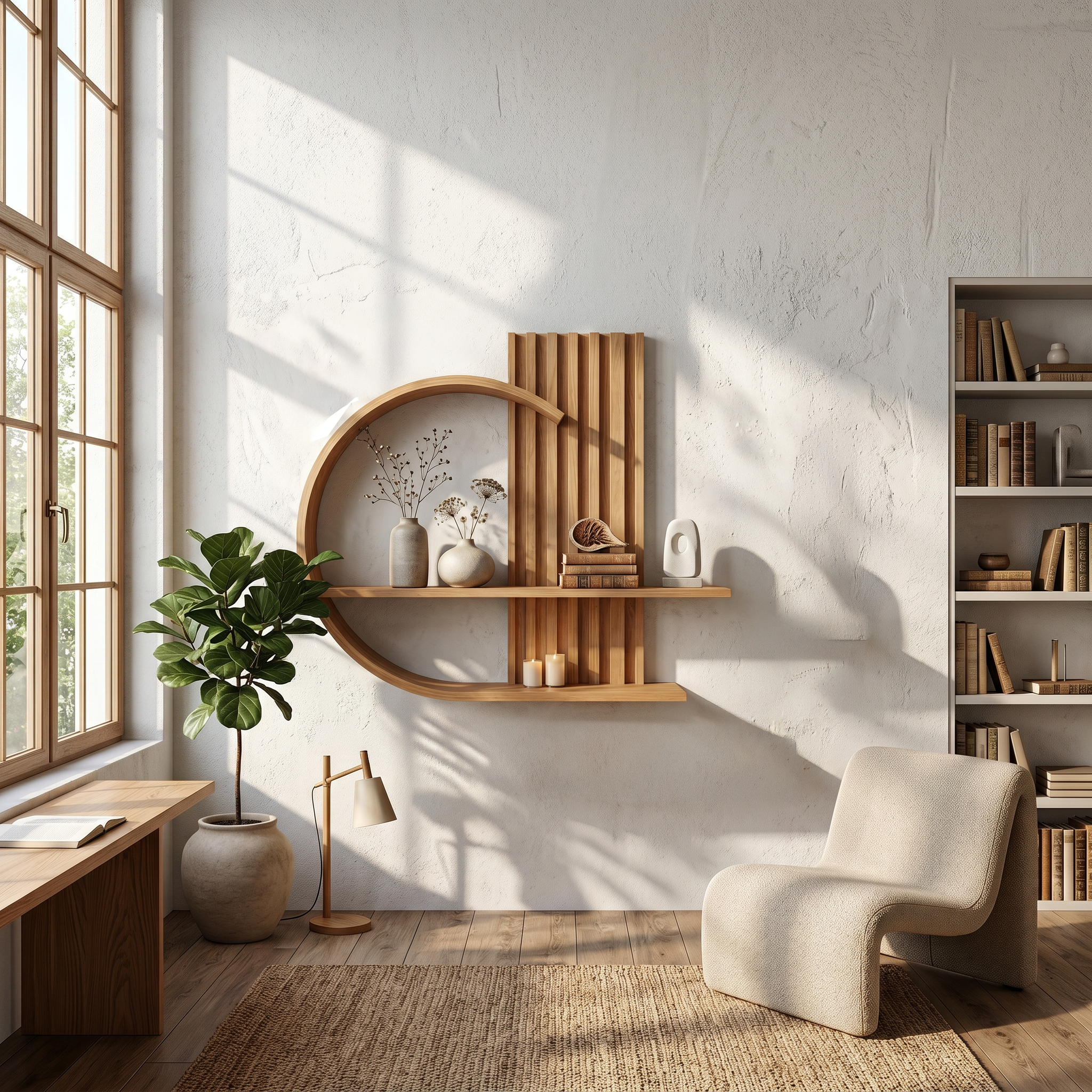 Japandi Organic Modern Wall Shelf Living Room And Bedroom