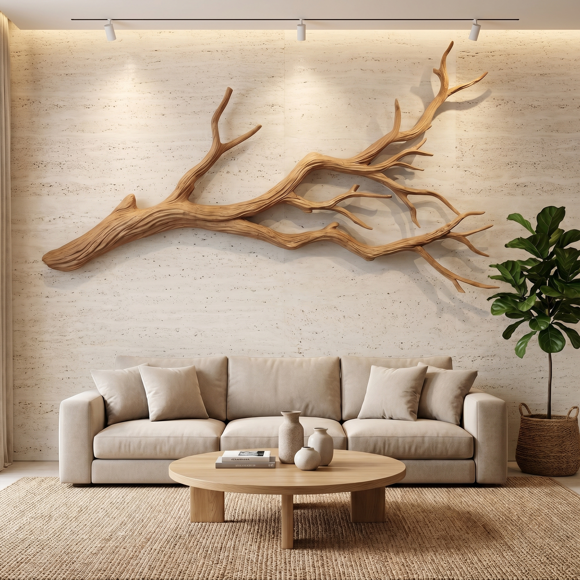 Flowing Organic Wood Branch Wall Sculpture Contemporary Decor