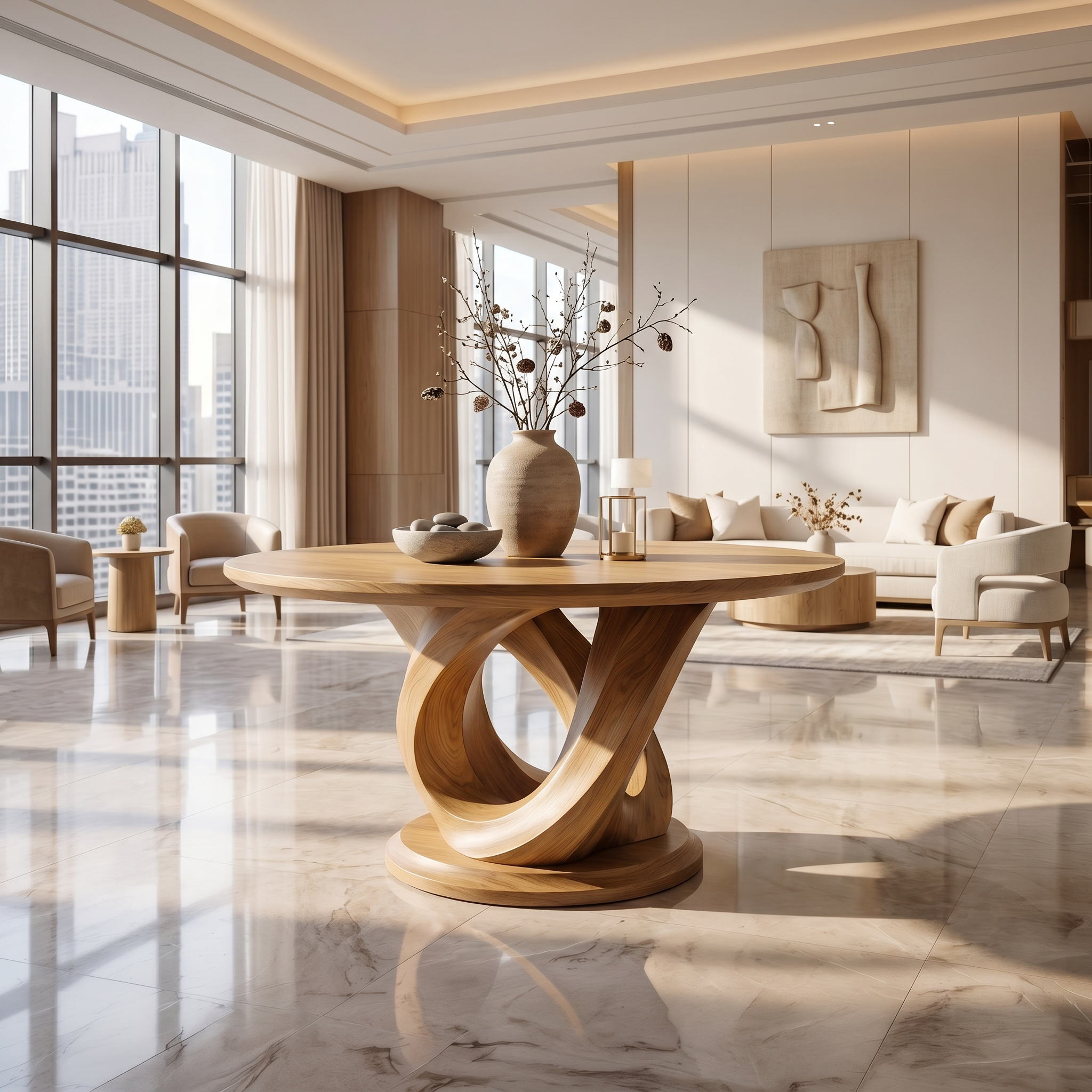 Modern Foyer Table Handcrafted Sculptural Base For Entryway