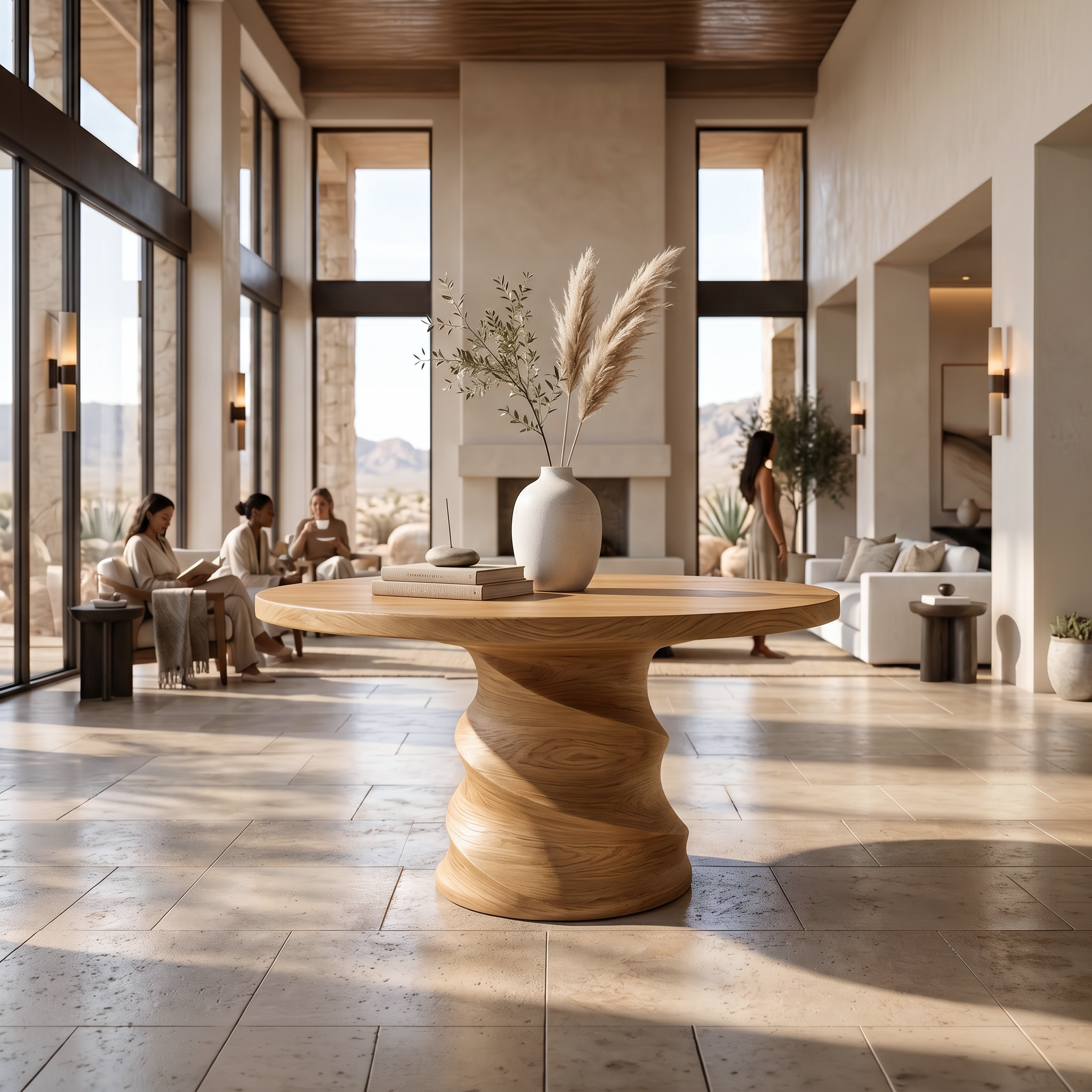 Organic Foyer Table With Sculptural Spiral Design For Foyer And Entryway