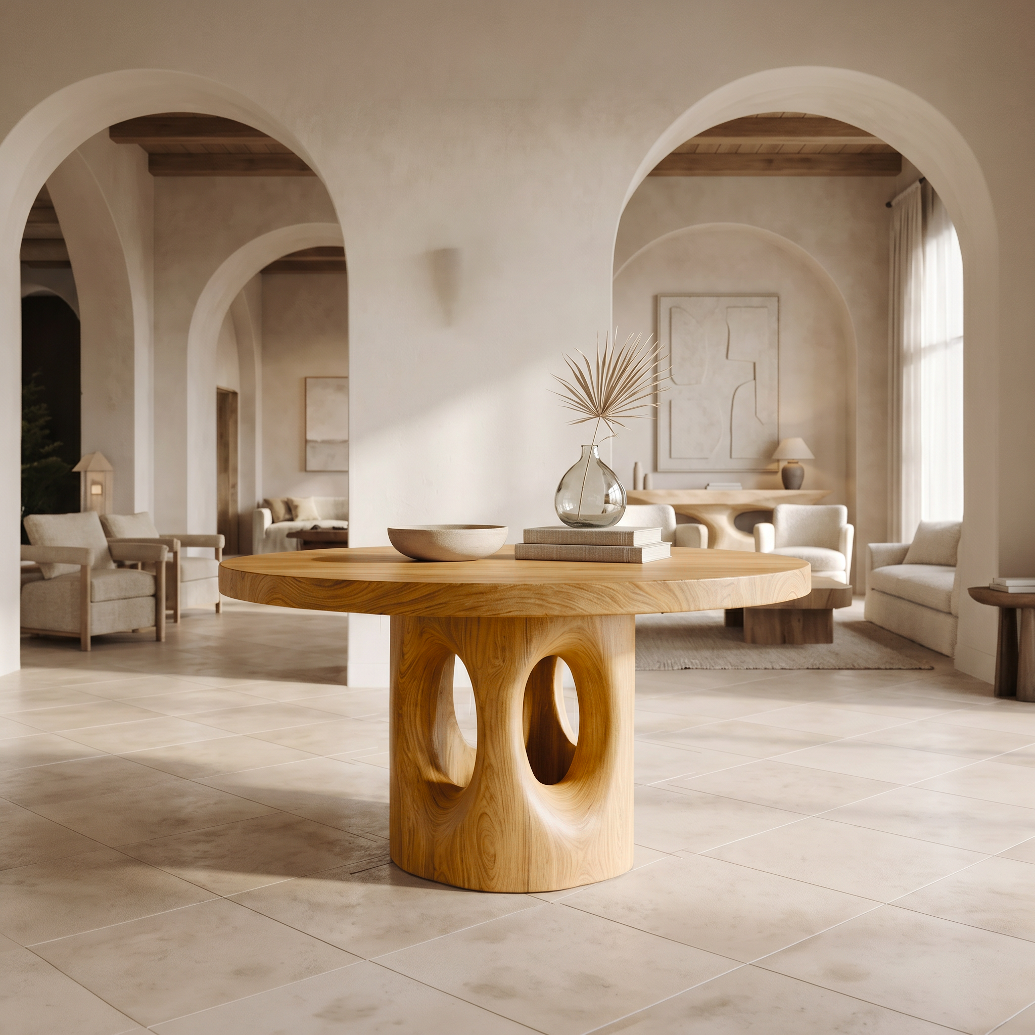 Rustic Foyer Center Table With Tree Stump Inspired Design For Entryway And Foyer