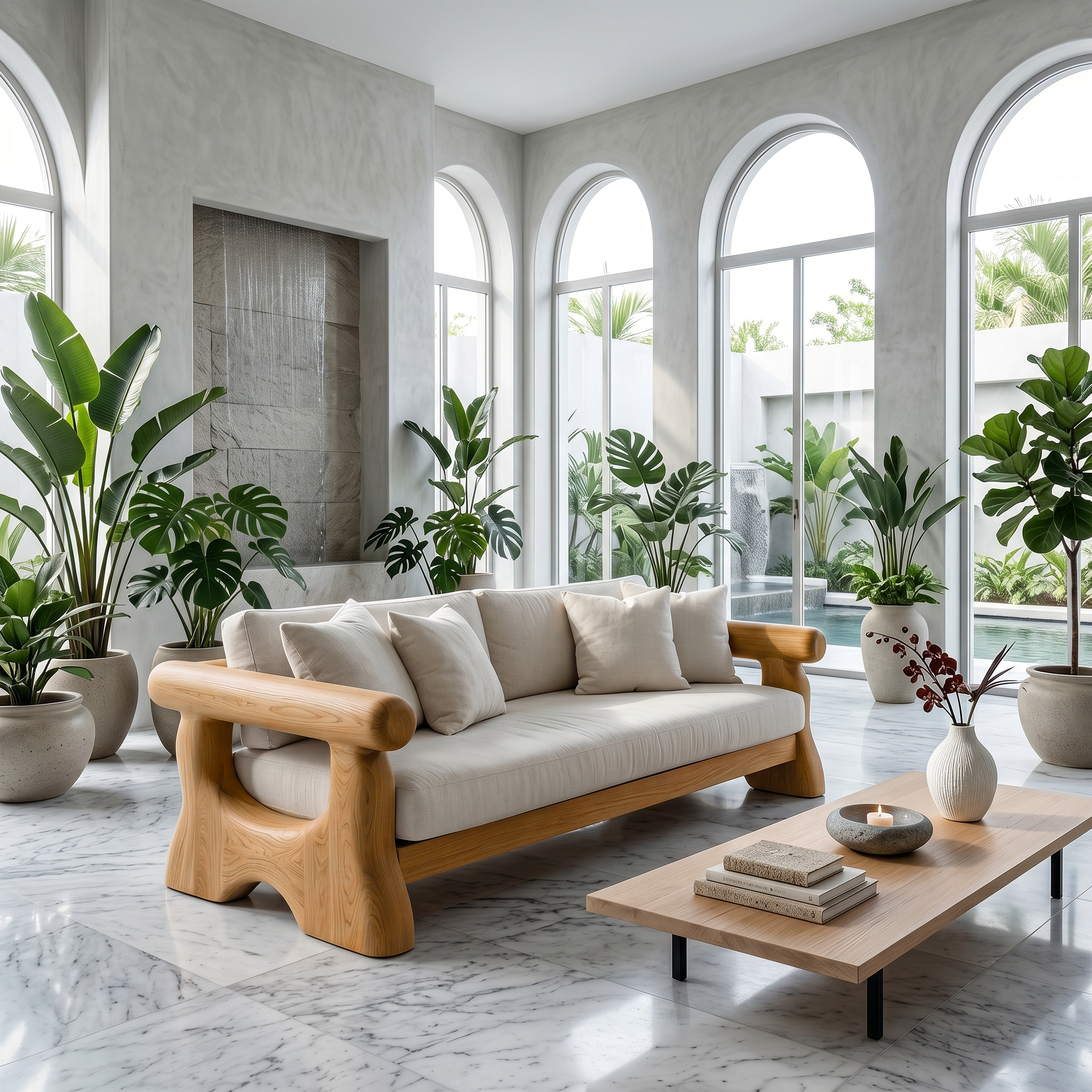 Rustic Sofa Frame With Handcrafted Tree Trunk Design For Living Room