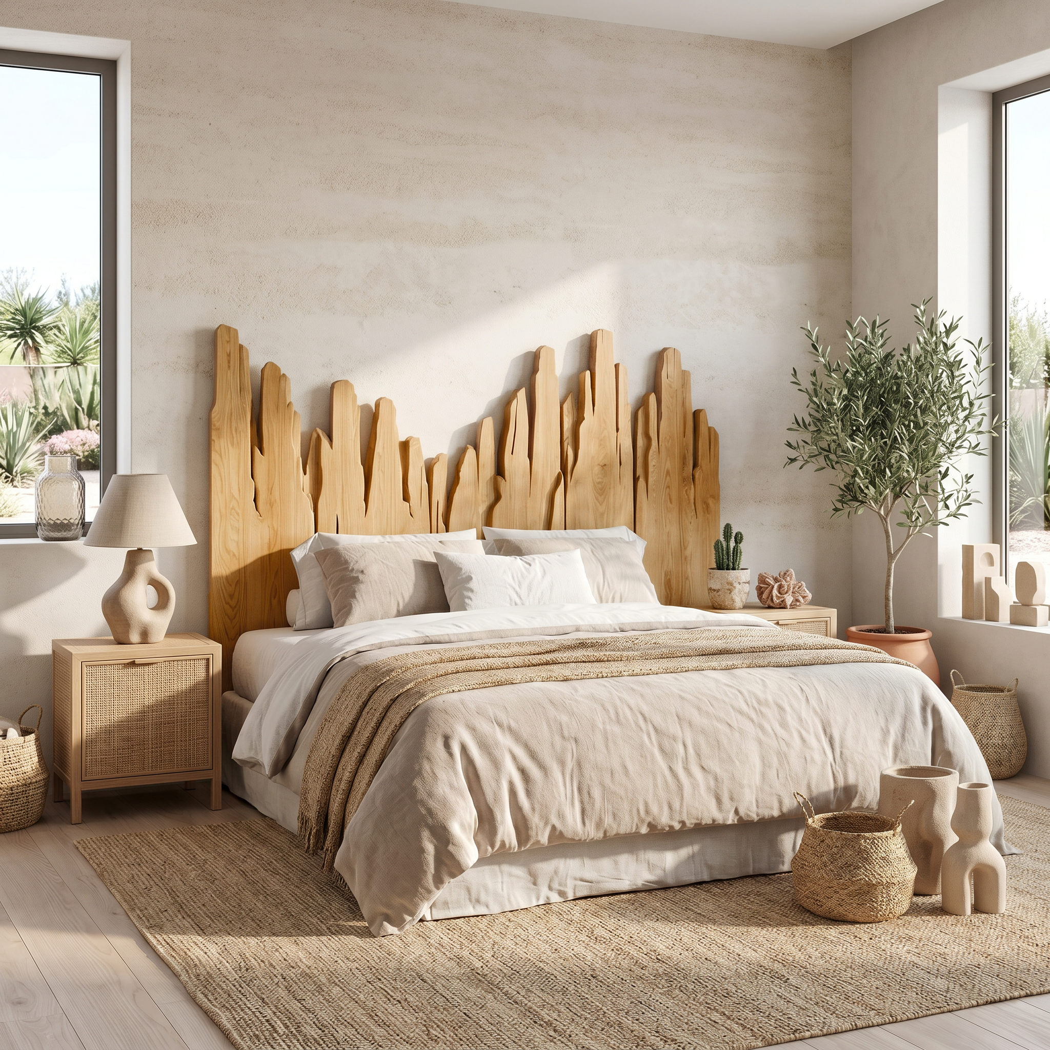 Rustic Skyline Headboard Wooden Bed Headboard For Bedroom