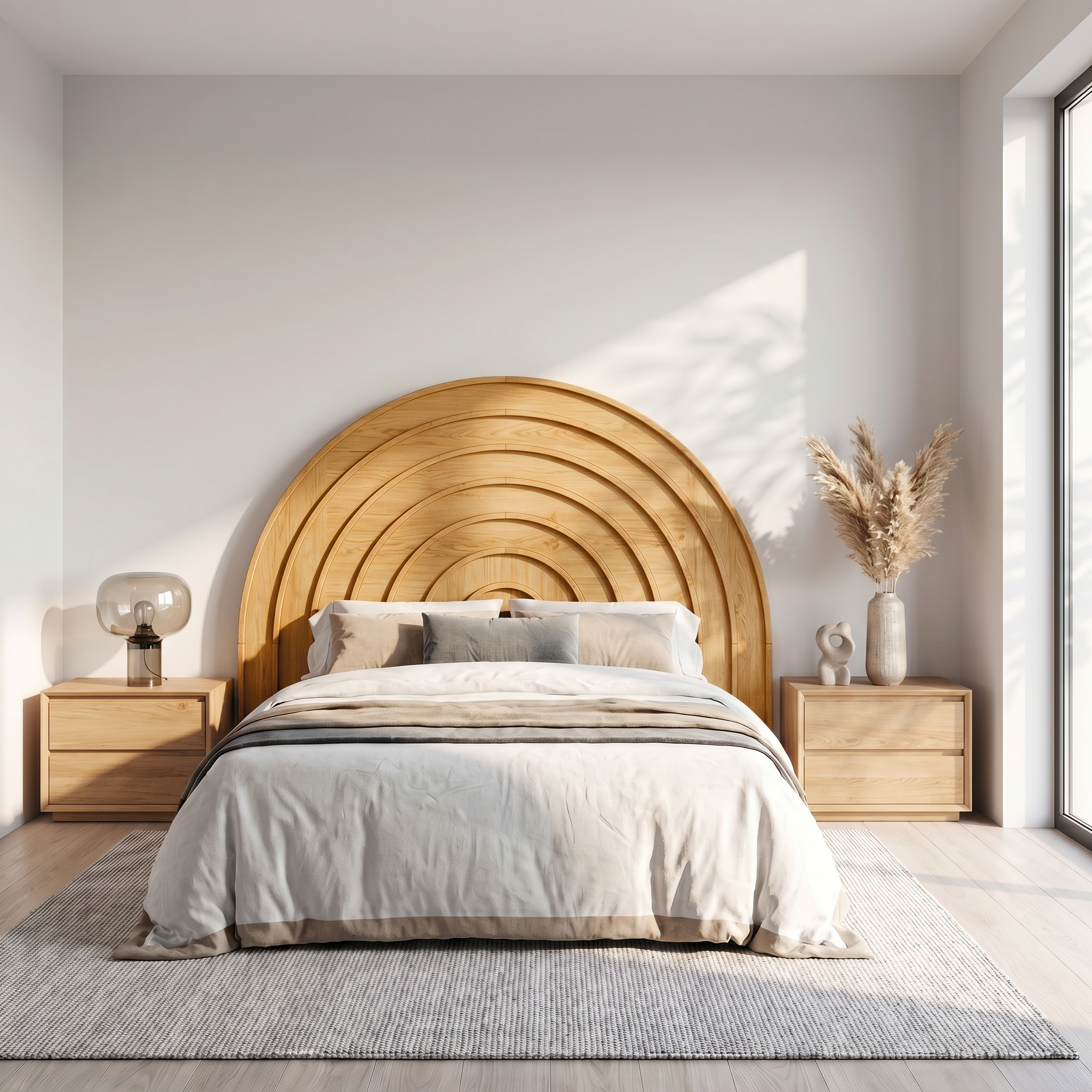 Contemporary Arched Headboard Wooden Bed Headboard For Bedroom