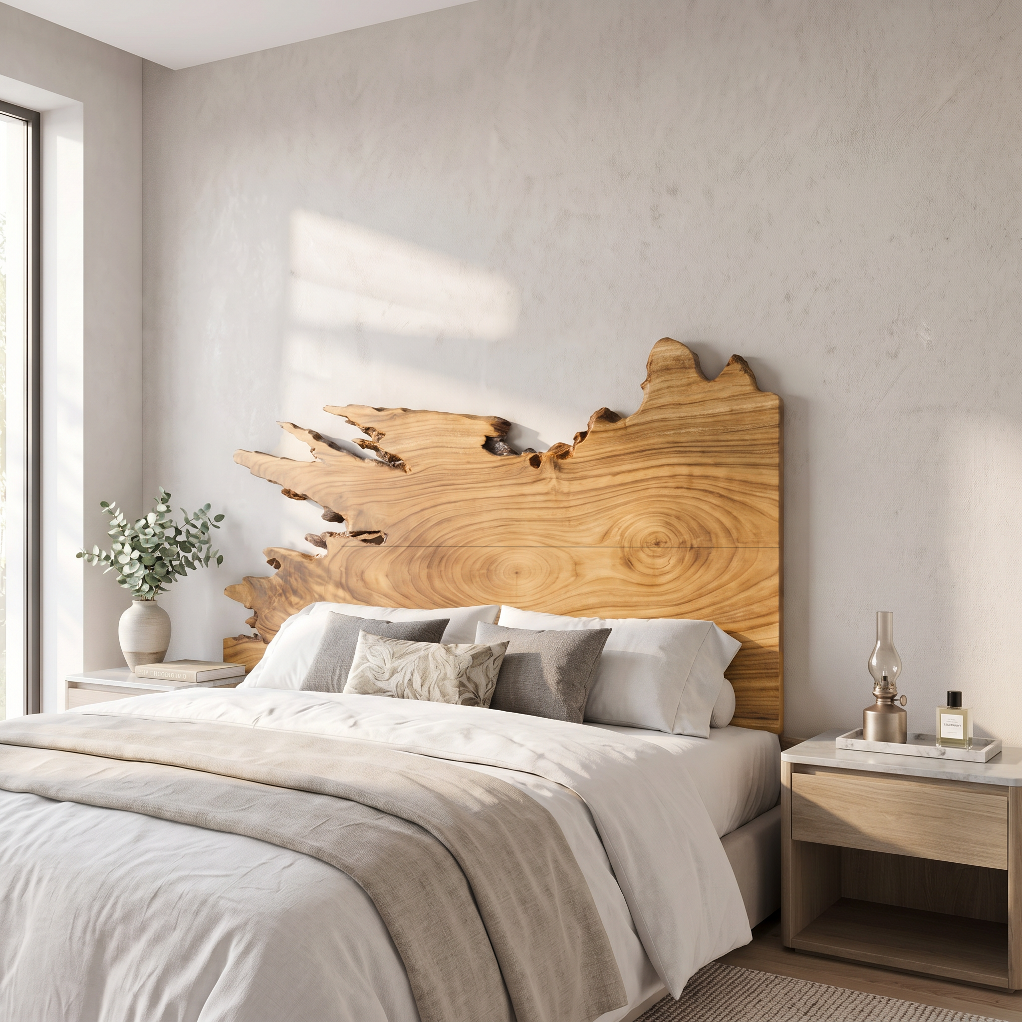 Organic Split Edge Headboard Wooden Bed Headboard For Bedroom
