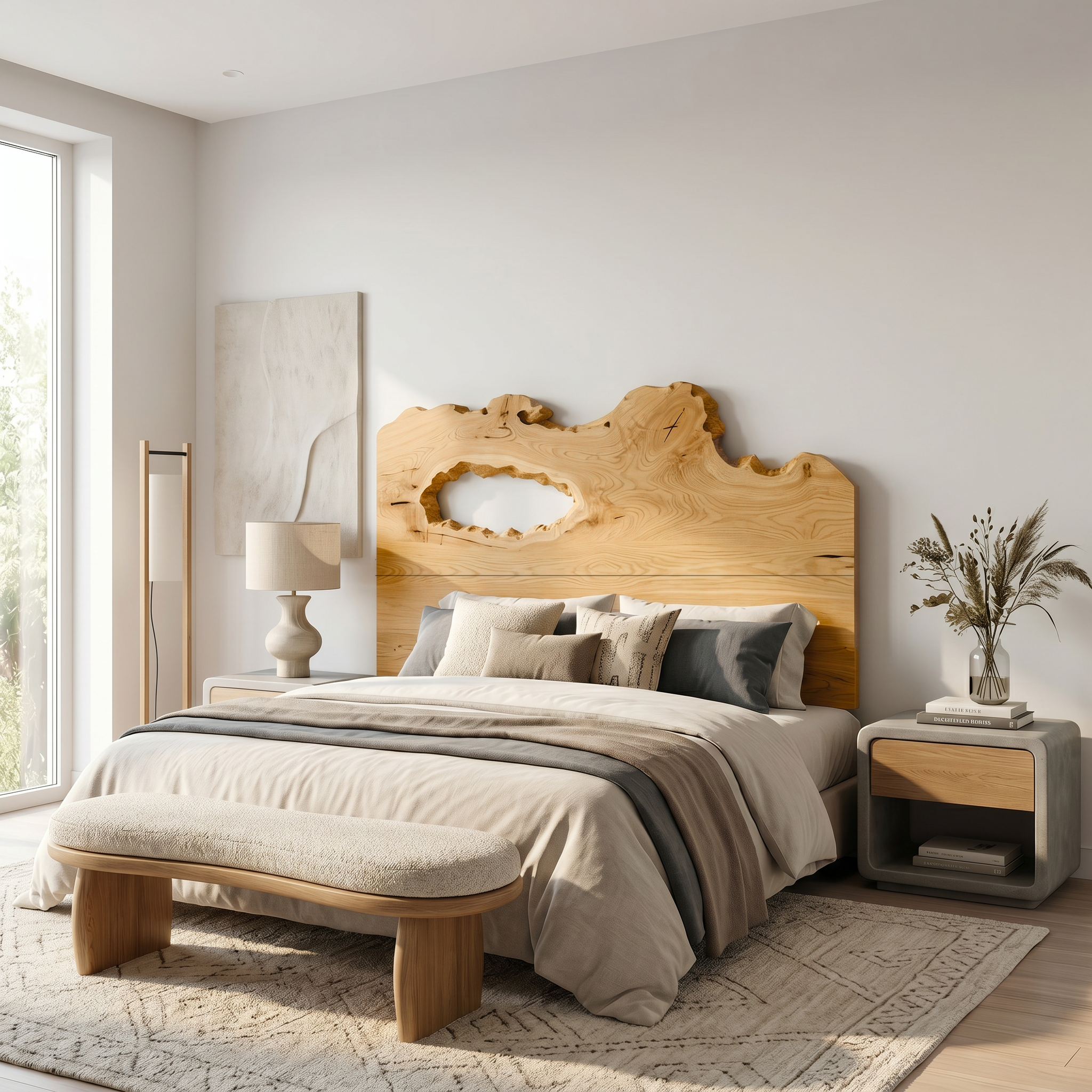 Rustic Natural Knot Headboard Wooden Bed Headboard For Bedroom