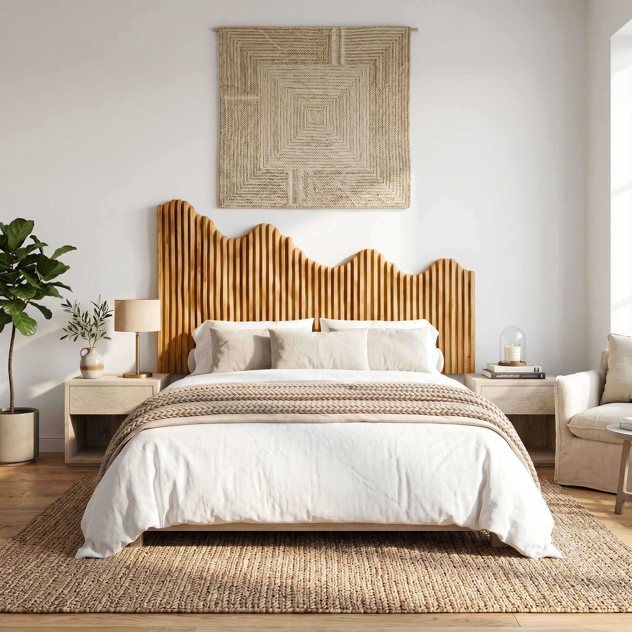 Organic Mountain Landscape Headboard Wooden Bed Headboard For Bedroom