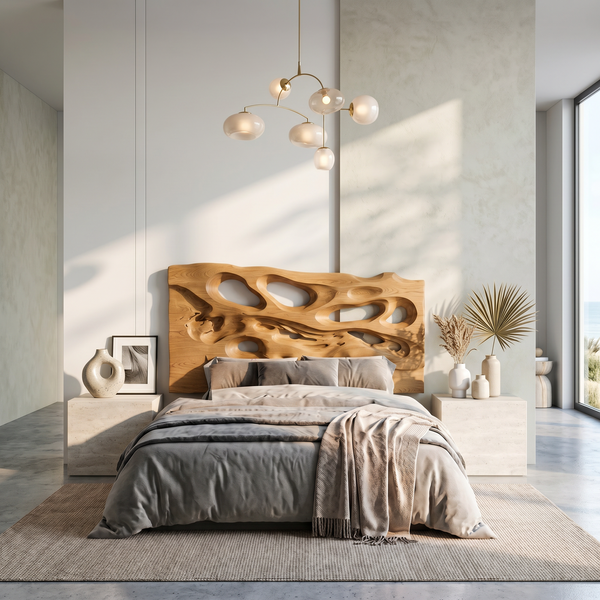 Contemporary Cutout Headboard Wooden Bed Headboard For Bedroom