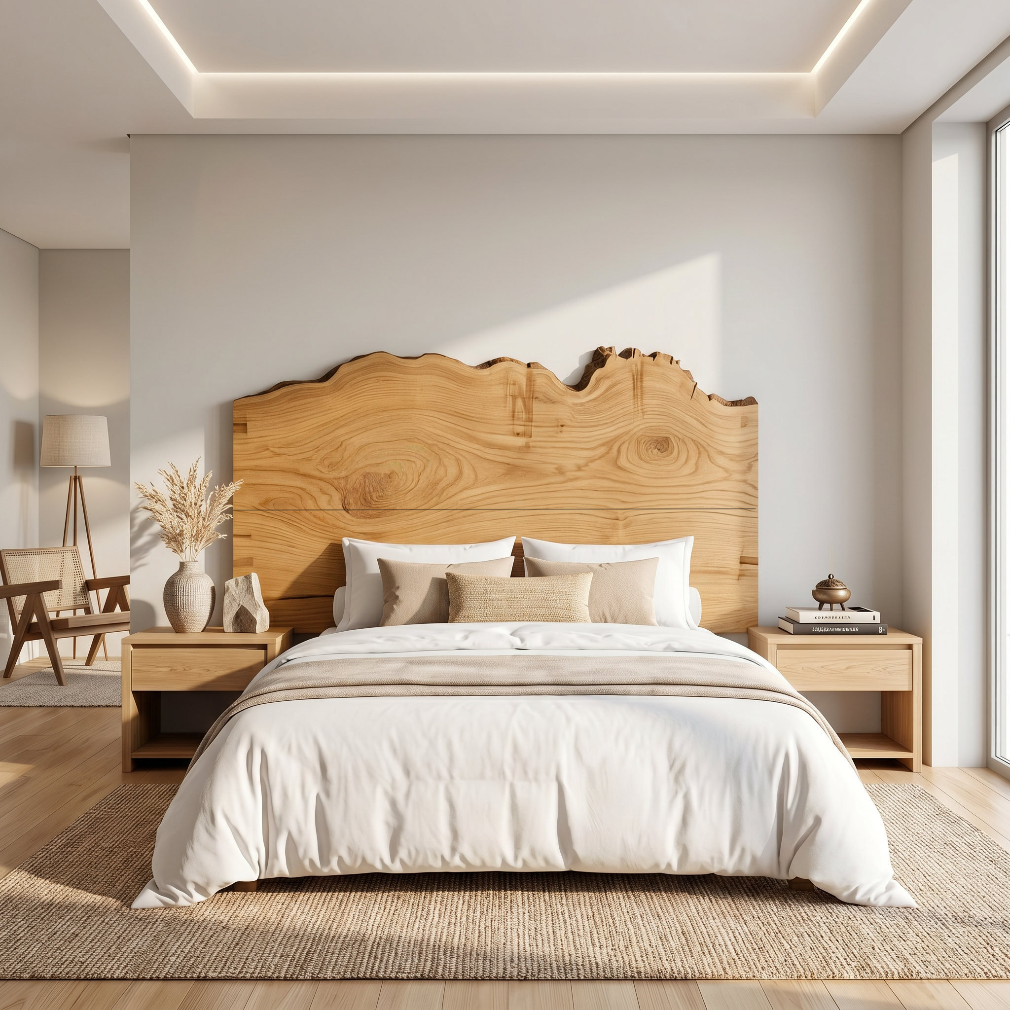 Organic Natural Edge Headboard Wooden Bed Headboard For Bedroom