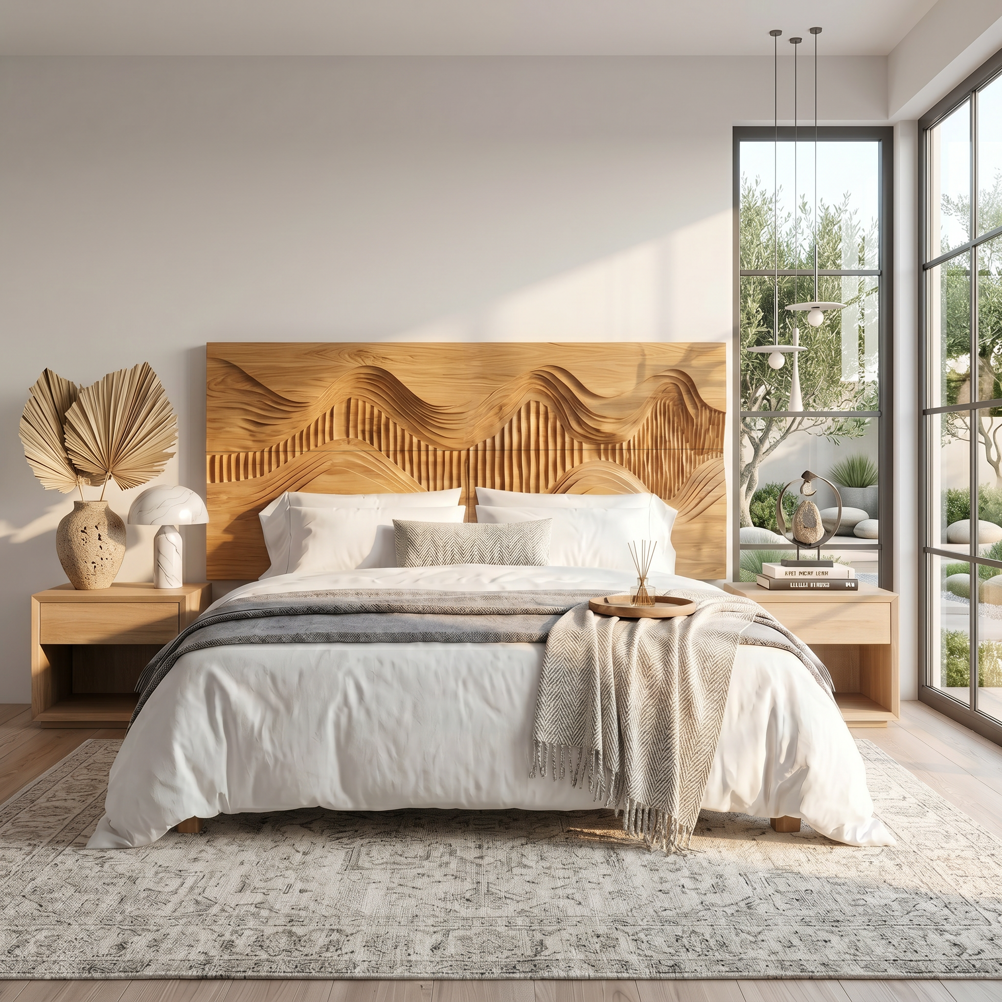 Rustic Mountain Landscape Headboard Wooden Bed Headboard For Bedroom