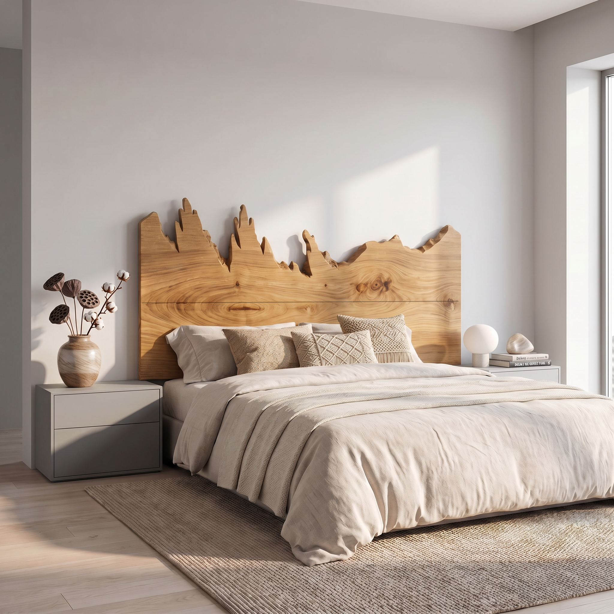 Rustic Mountain Ridge Headboard Wooden Bed Headboard For Bedroom