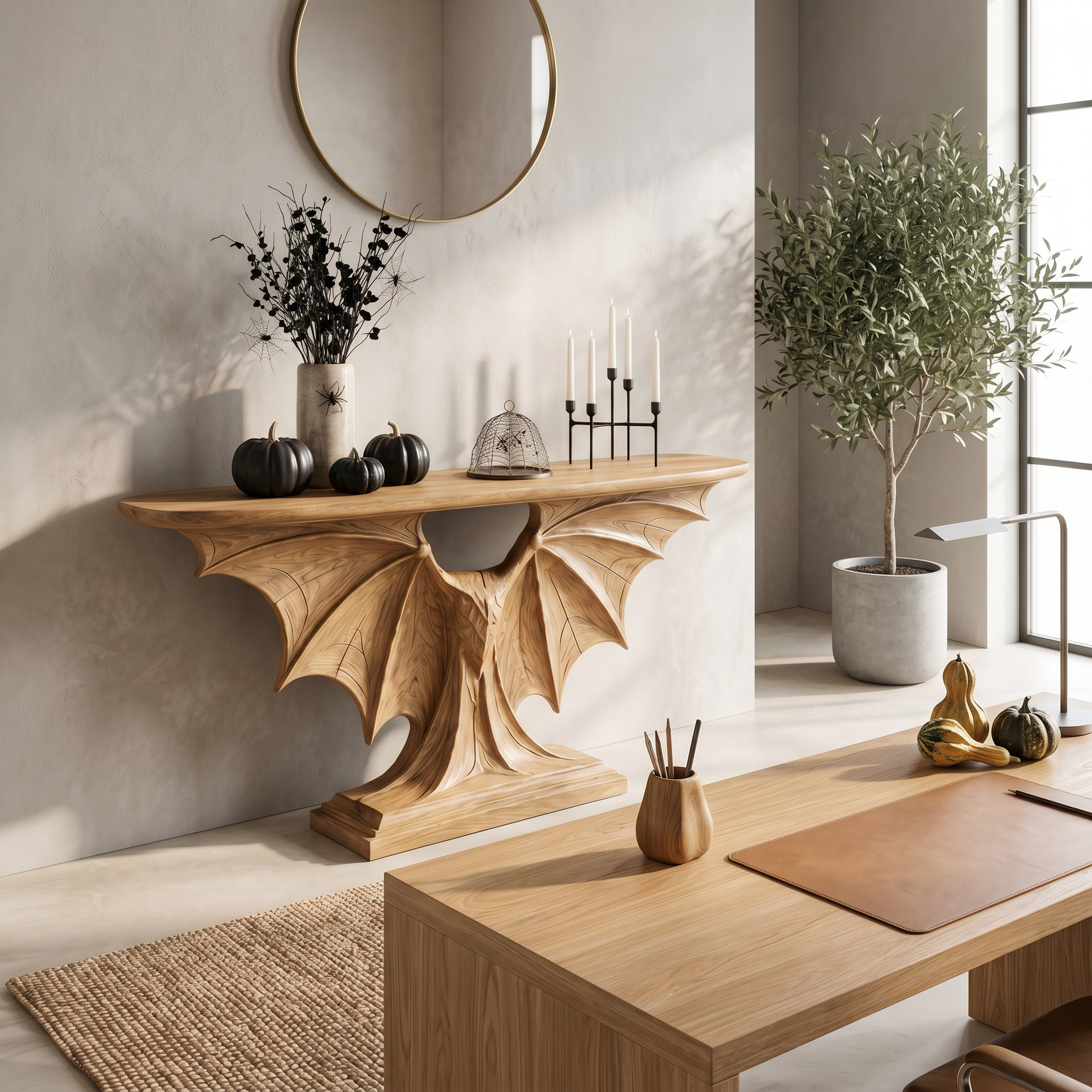 Modern Console Table Handcrafted Sculptural Design For Living Room Entryway