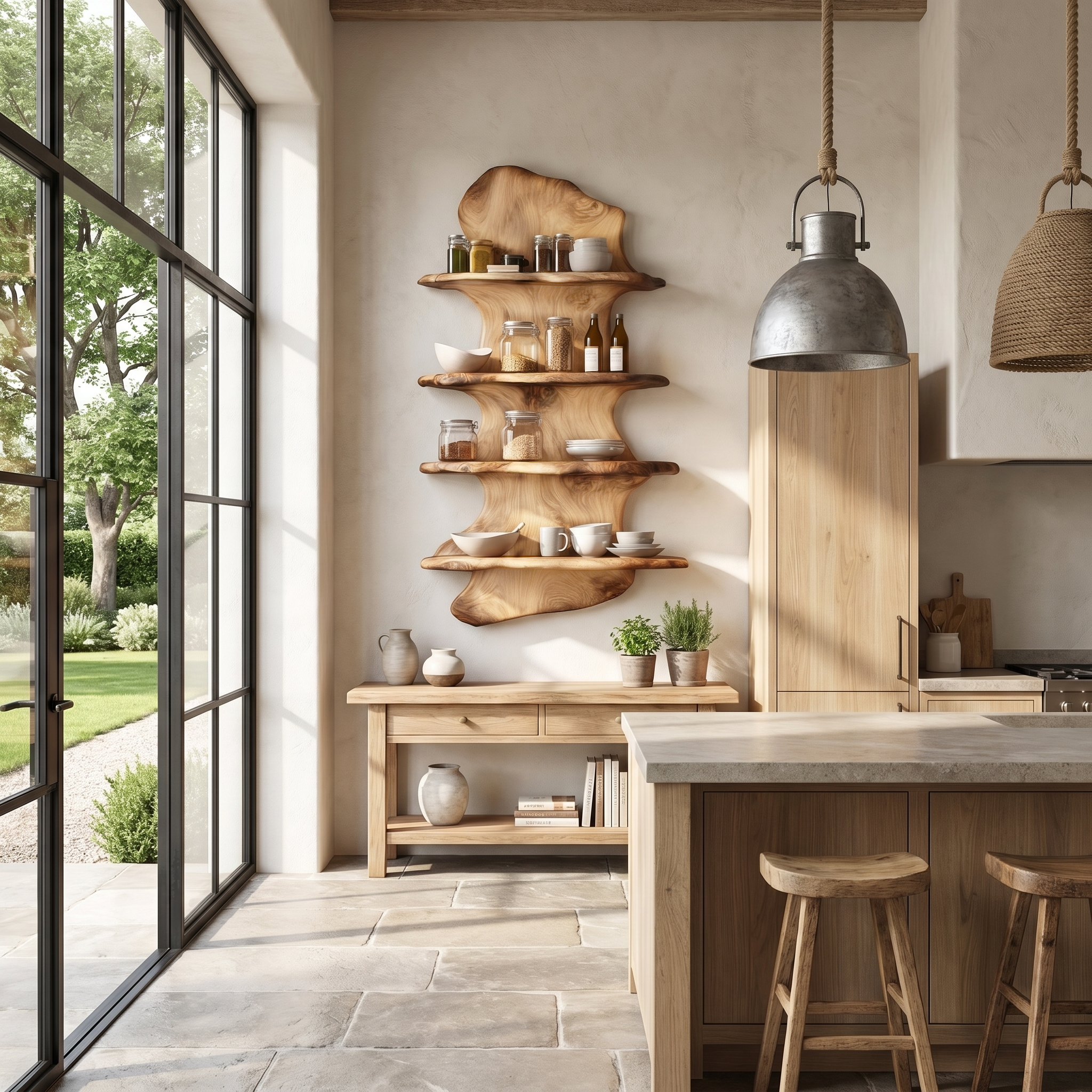 Handcrafted Floating Shelf Sculptural Tree Design For Home Decor