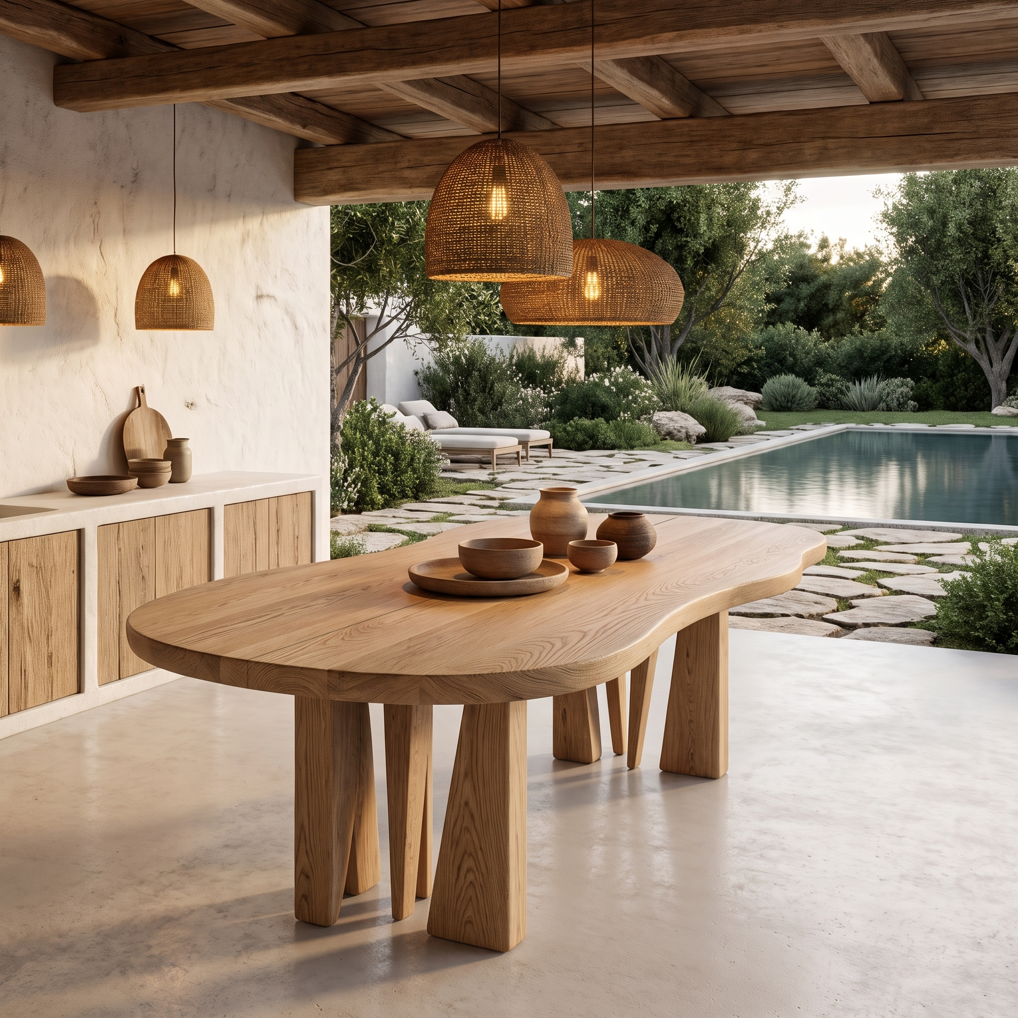 Modern Oval Dining Table Handcrafted Solid Wood Dining Table For Dining Room