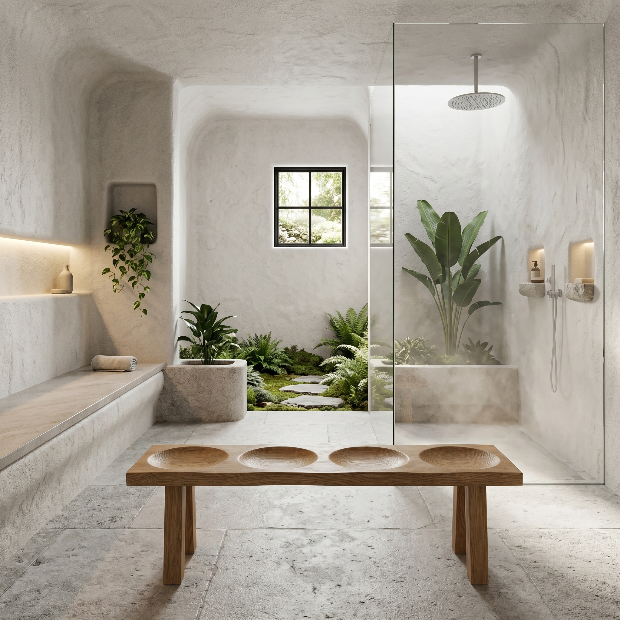 Modern Organic Shower Bench With Handcrafted Wood Construction For Bathroom
