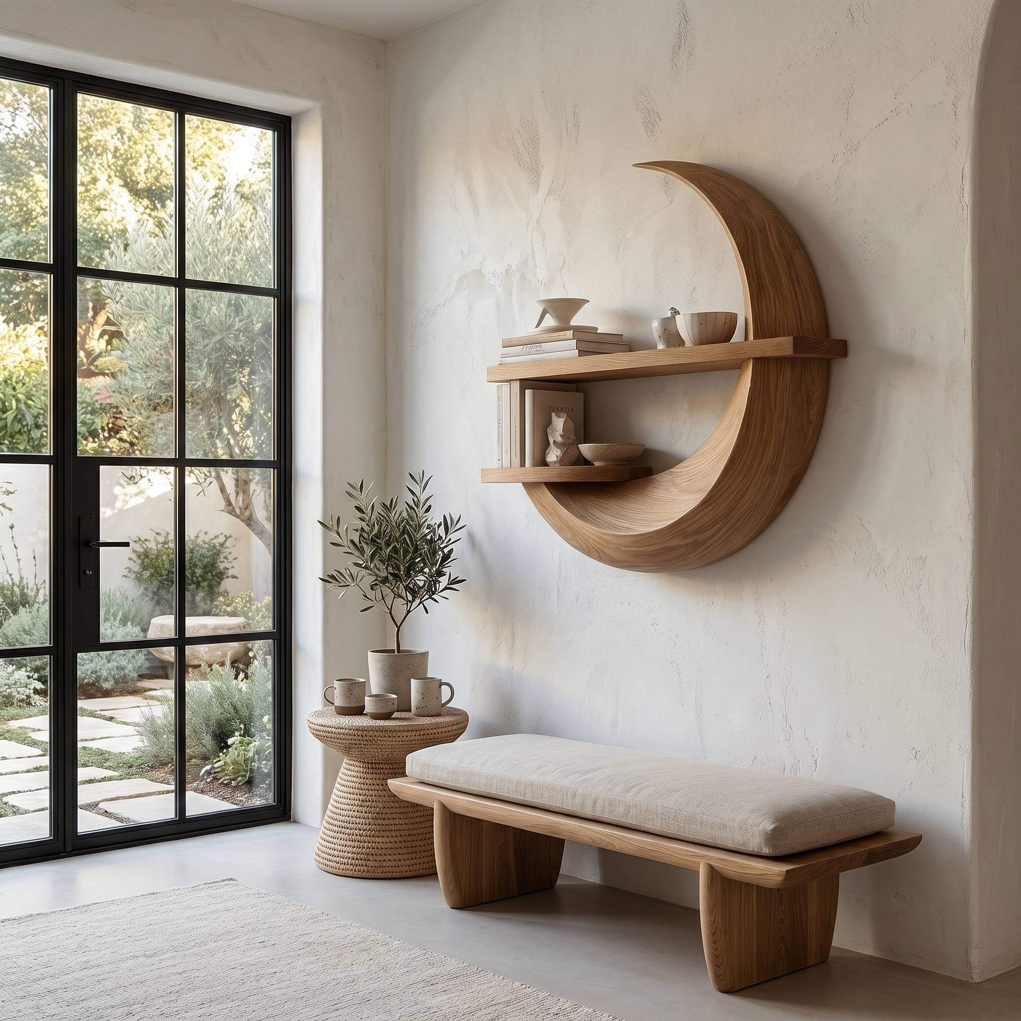 Rustic Floating Shelf With Natural Wood Display Storage For Living Room
