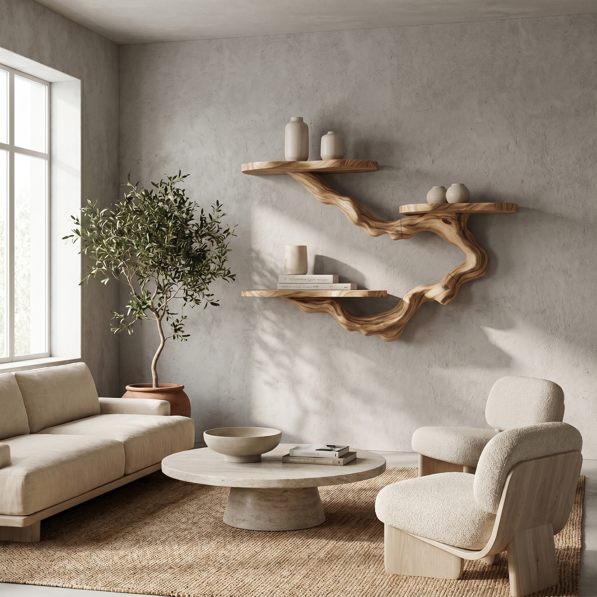 Rustic Floating Shelf With Display Storage For Living Room