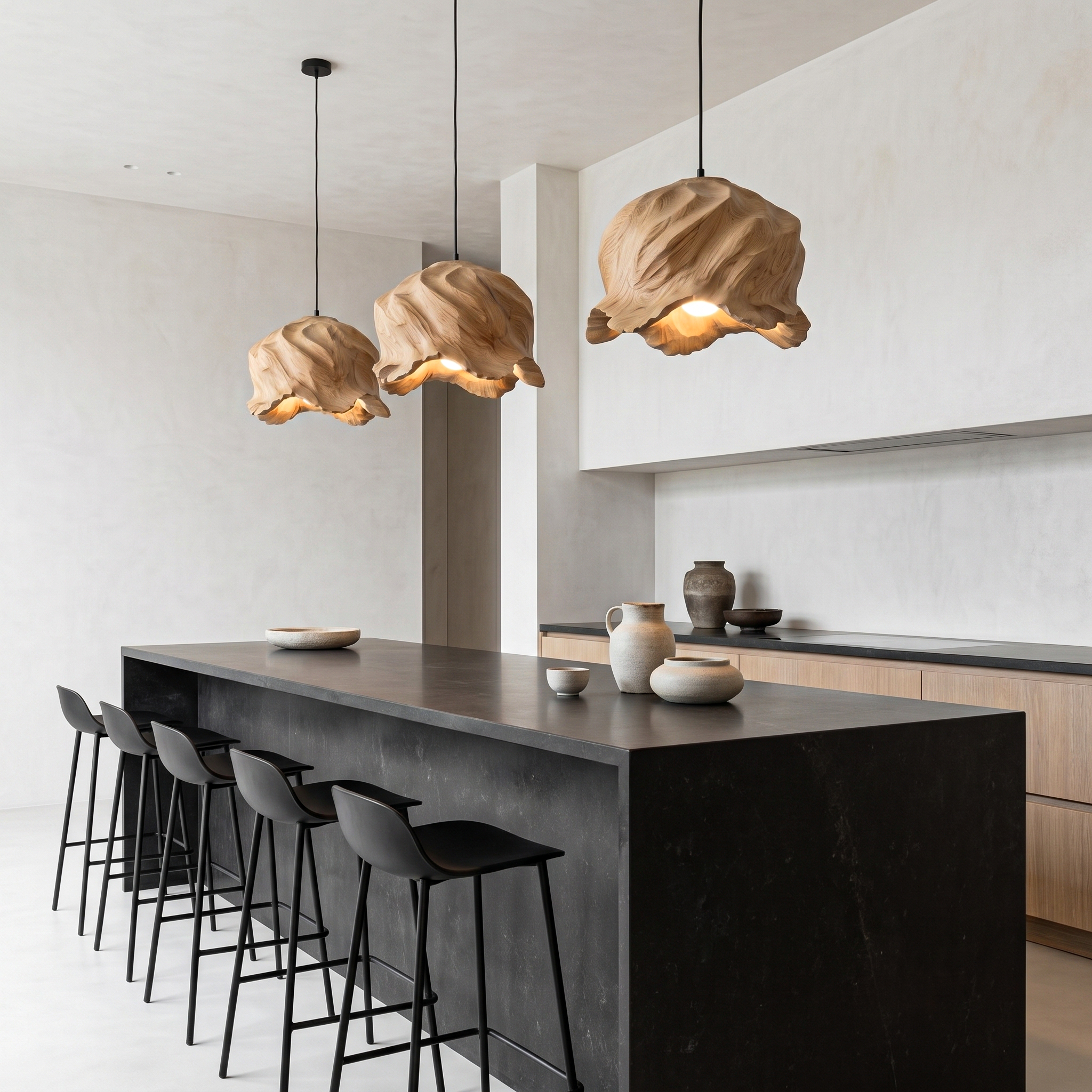 Modern Pendant Lamp With Smooth Organic Form For Bedroom