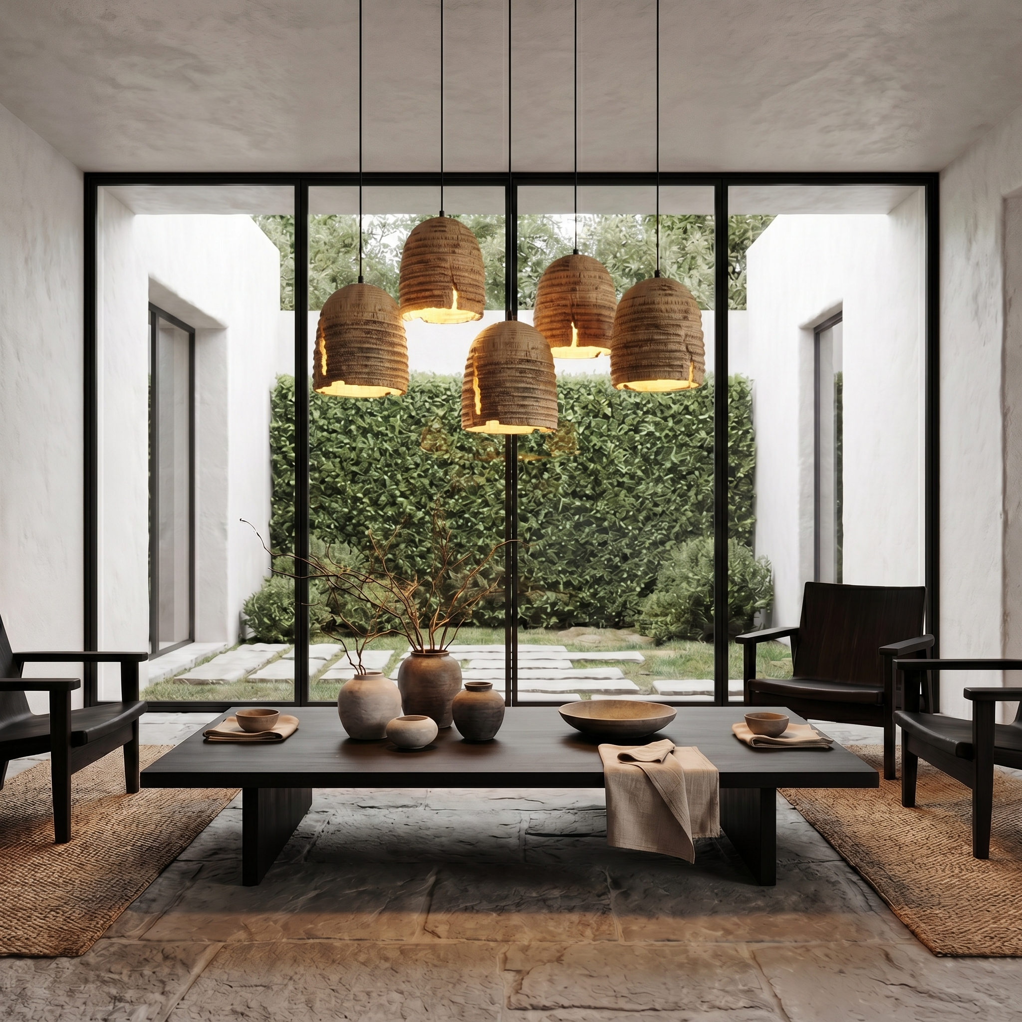 Modern Contemporary Pendant Lamp With Textured Wooden Design For Kitchen Island